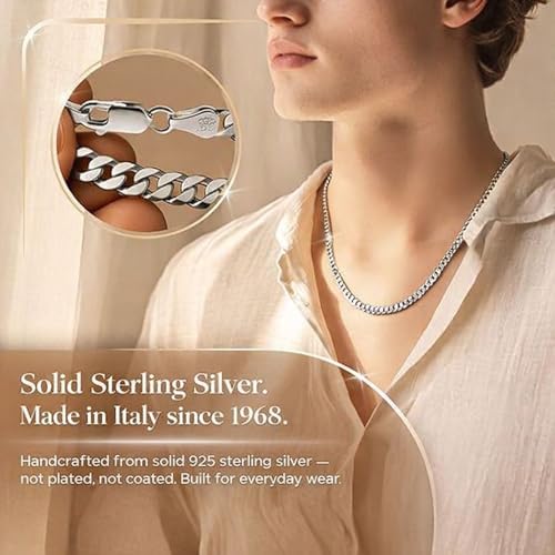 Detalle de QUADRI 925 Silver Cuban Link Necklace for Men – 20" (51 cm)