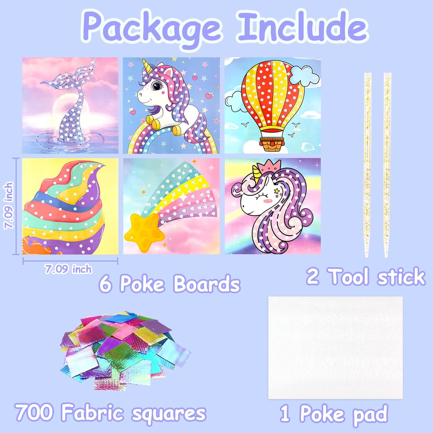 Thumbnail 1 de Poke-in Fun Art Fabric Craft Kit – Magical Dream Decor poke art set for kids (ages 4–10+)
