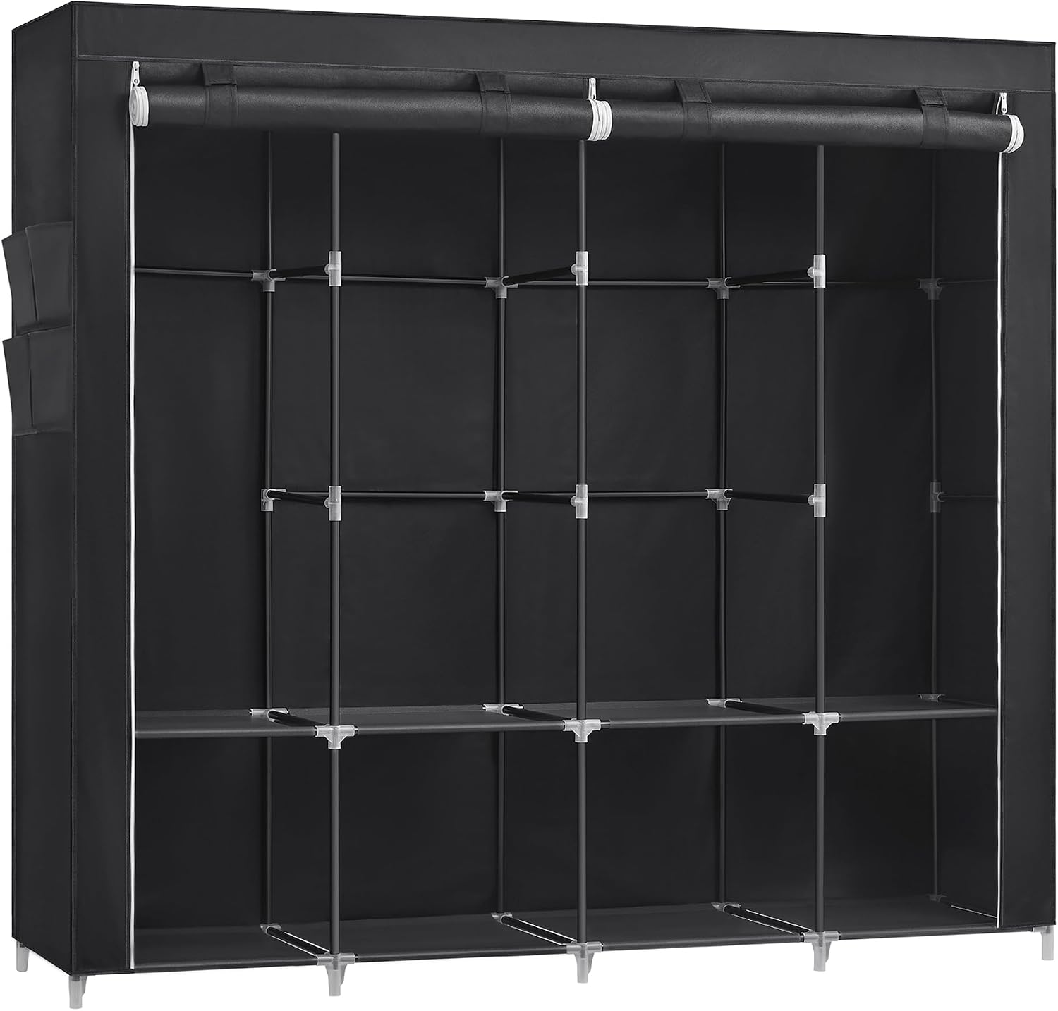Detalle de SONGMICS RYG094B02 Portable Clothes Wardrobe, 4 Rails and Shelves, Ink Black