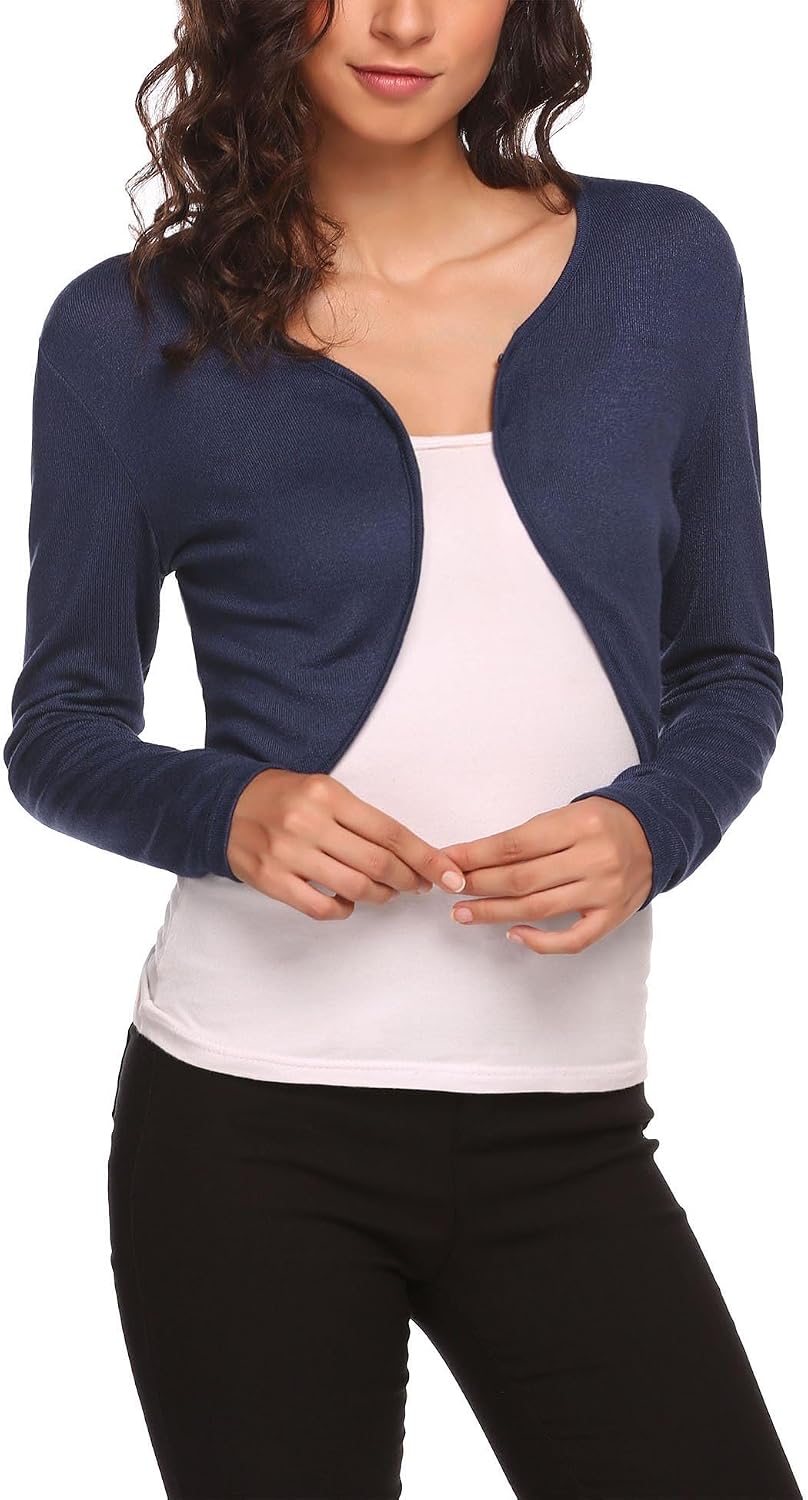 Detalle de Hotouch Damen Bolero Festlich Langarm – elegante Kurzjacke zum Kleid für Hochzeit