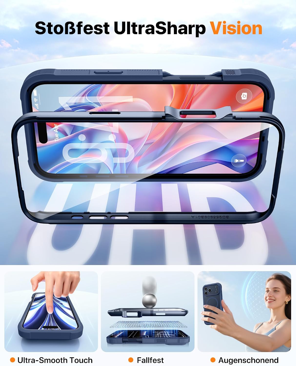Thumbnail 4 de Diaclara Hülle für iPhone 17 Pro MagSafe – Militärschutz 360° Vollschutz mit Display- & Kameraschutz, Blau