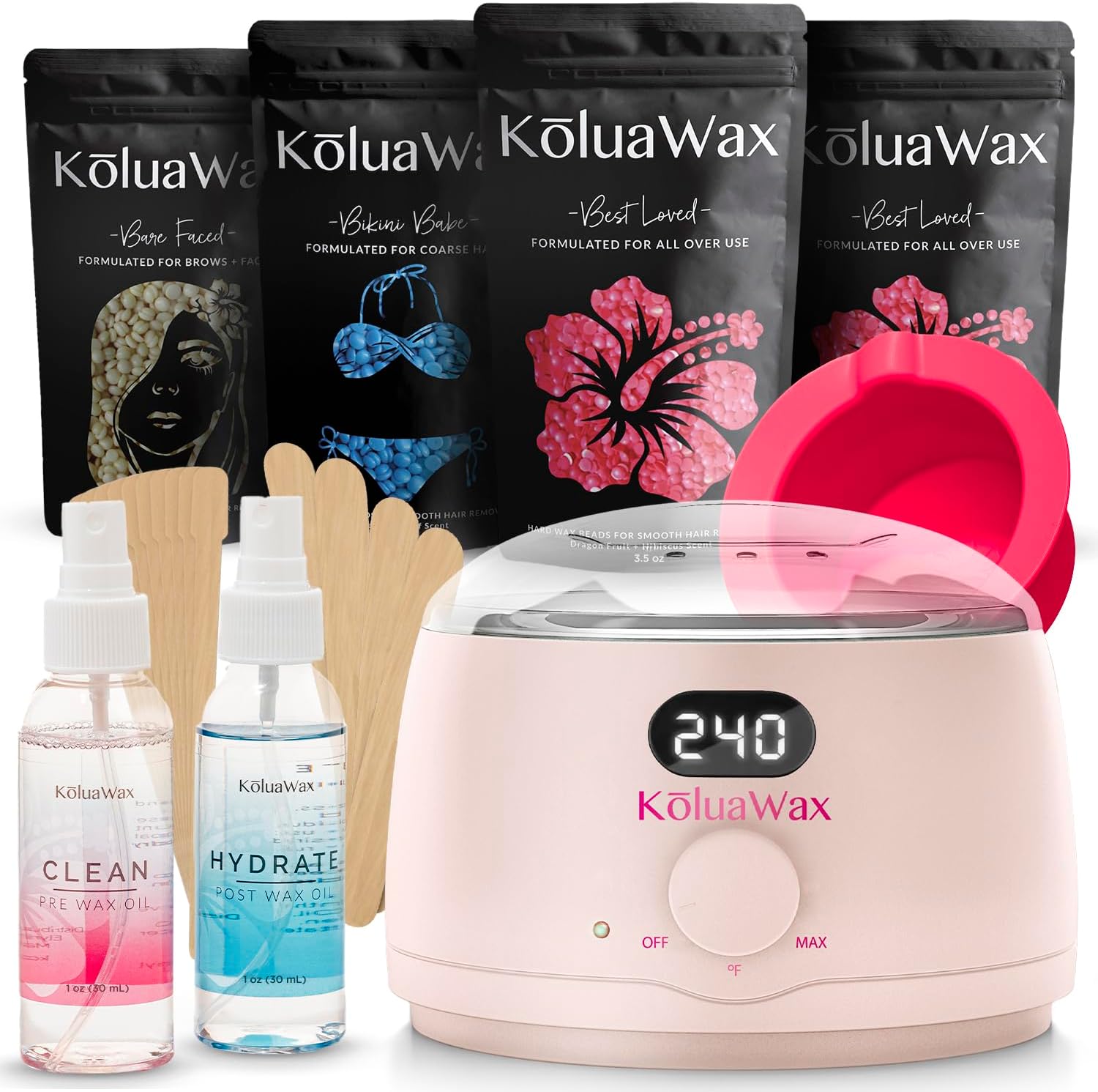 Detalle 2 de KoluaWax Waxing Kit with Digital Hard Wax Warmer and Silicone Bowl