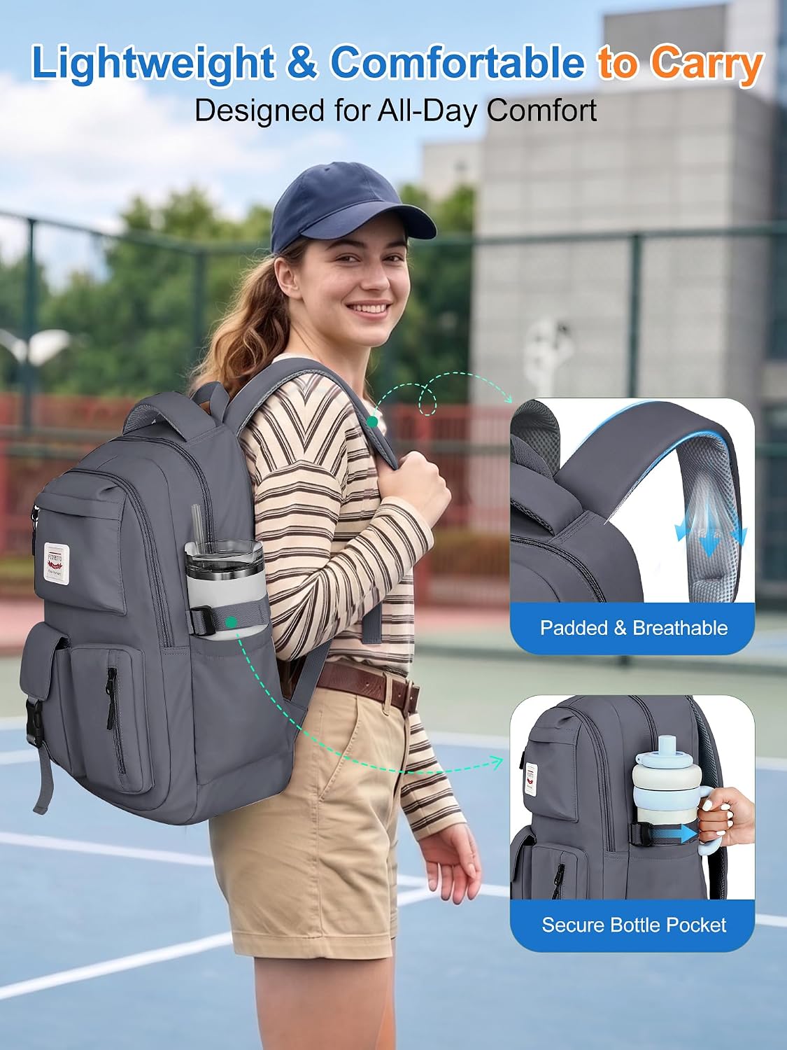 Detalle de FIORETTO Lightweight School Backpack Womens – 25L with 15.6in Laptop Compartment