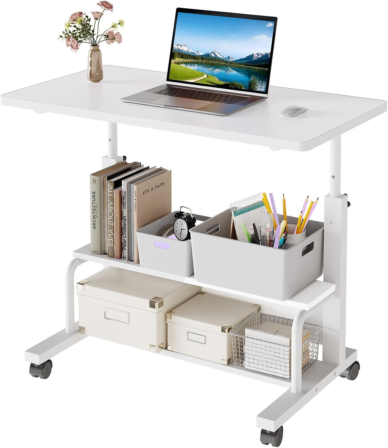 Detalle de OLIXIS Rolling Desk, Two-Tier Storage