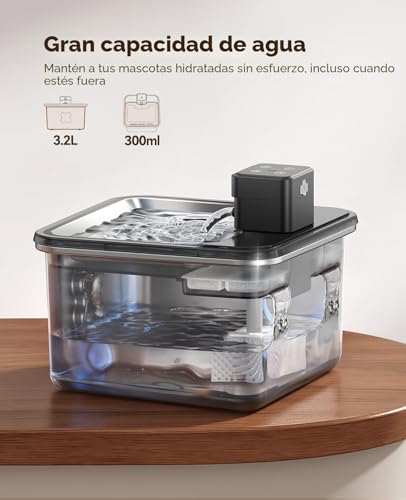 Detalle de FEELNEEDY Fuente para Gatos sin Cable con 6 Filtros y 3.2L: agua fresca al alcance de tu mascota