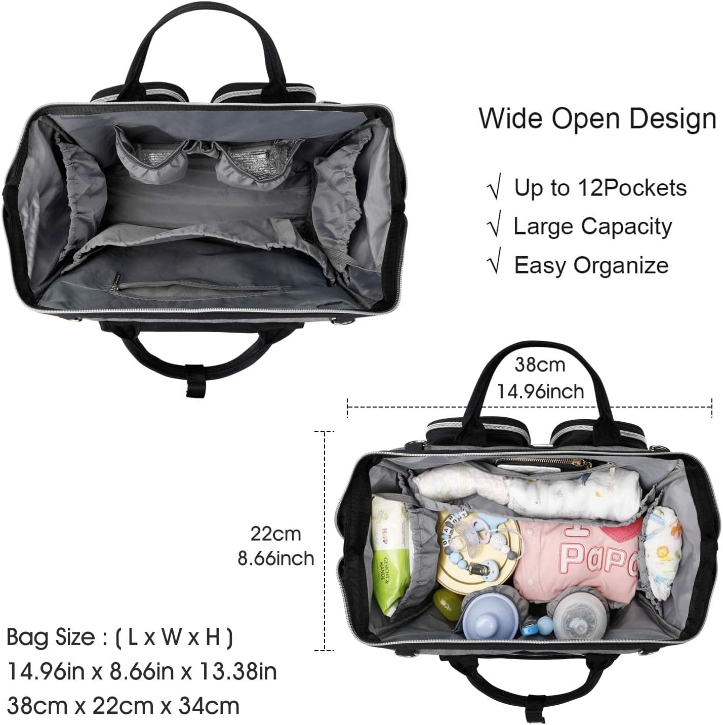 Thumbnail 3 de Pomelo Best Borsa a tracolla Pomelo Best per pannolini e fasciatoio, grande capacità in Oxford impermeabile