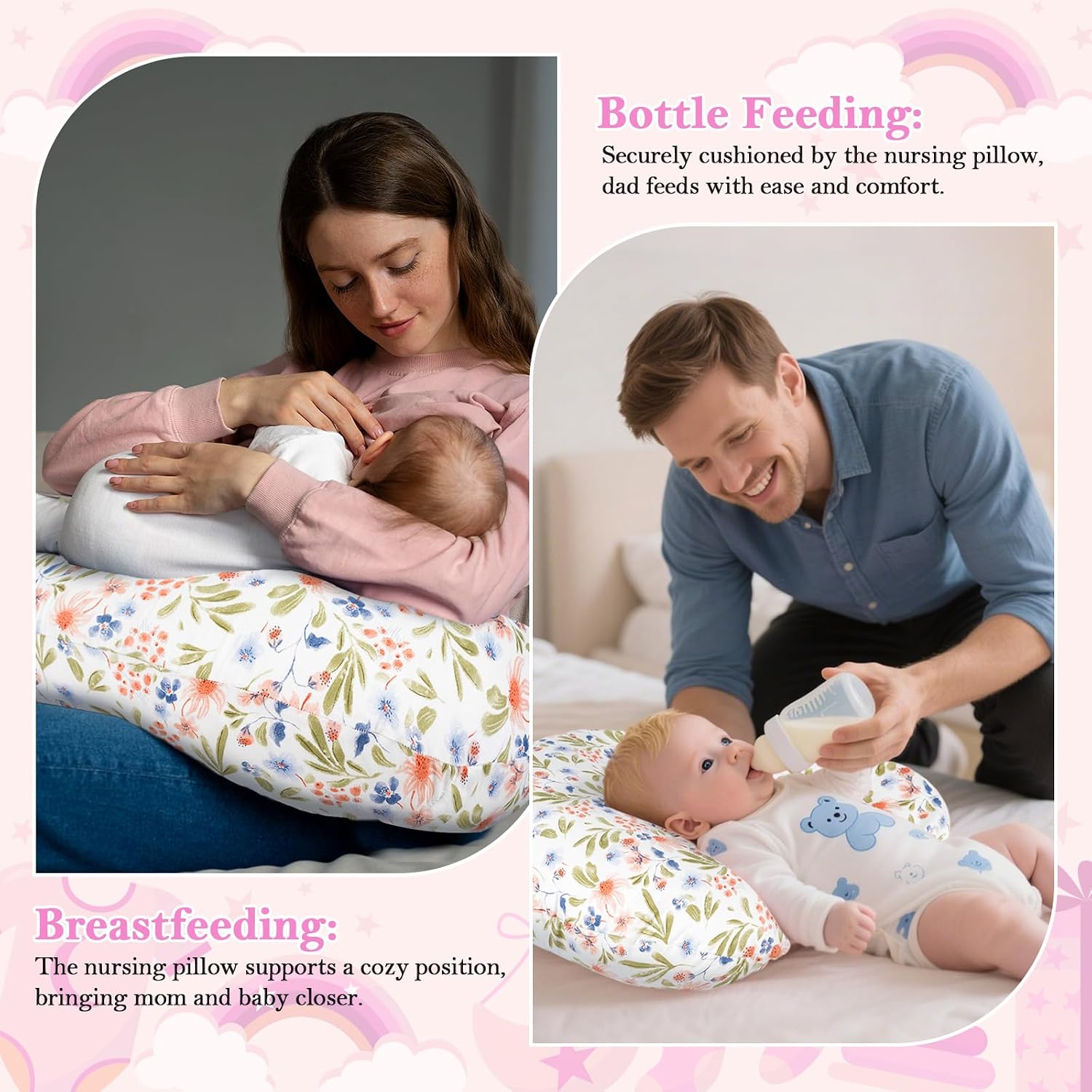Detalle 2 de LLCJYYCY Nursing Pillow for Breastfeeding with Breathable Fill and Removable Cotton Cover
