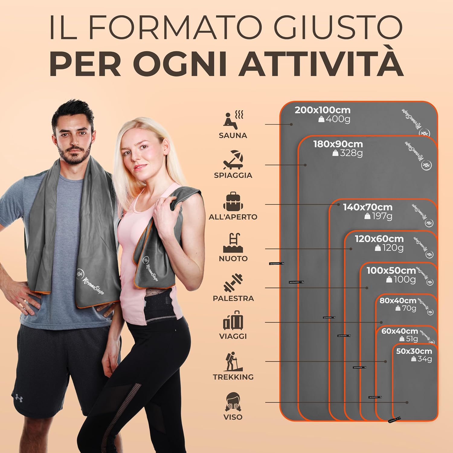Detalle de NirvanaShape Asciugamano in Microfibra – 14 colori, 8 taglie
