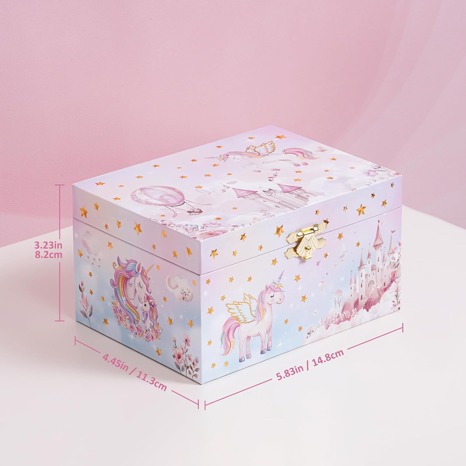 Detalle de ProCase Kinder Musik Box Schmuckkästchen mit Spieluhr Einhorn (mit Schmuckset)