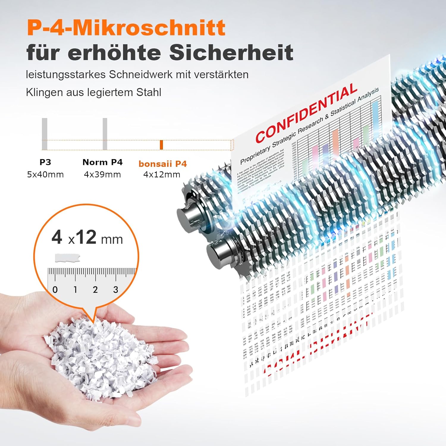 Thumbnail 6 de Bonsaii P-4 Micro-Cut Aktenvernichter mit automatischem 300-Blatt-Einzug und 31-Liter-Behälter