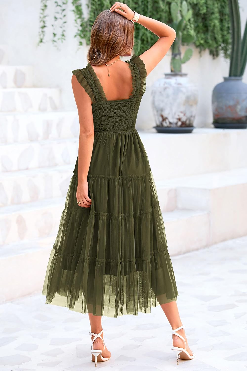 Detalle 2 de PRETTYGARDEN Tulle Midi Dress Smocked