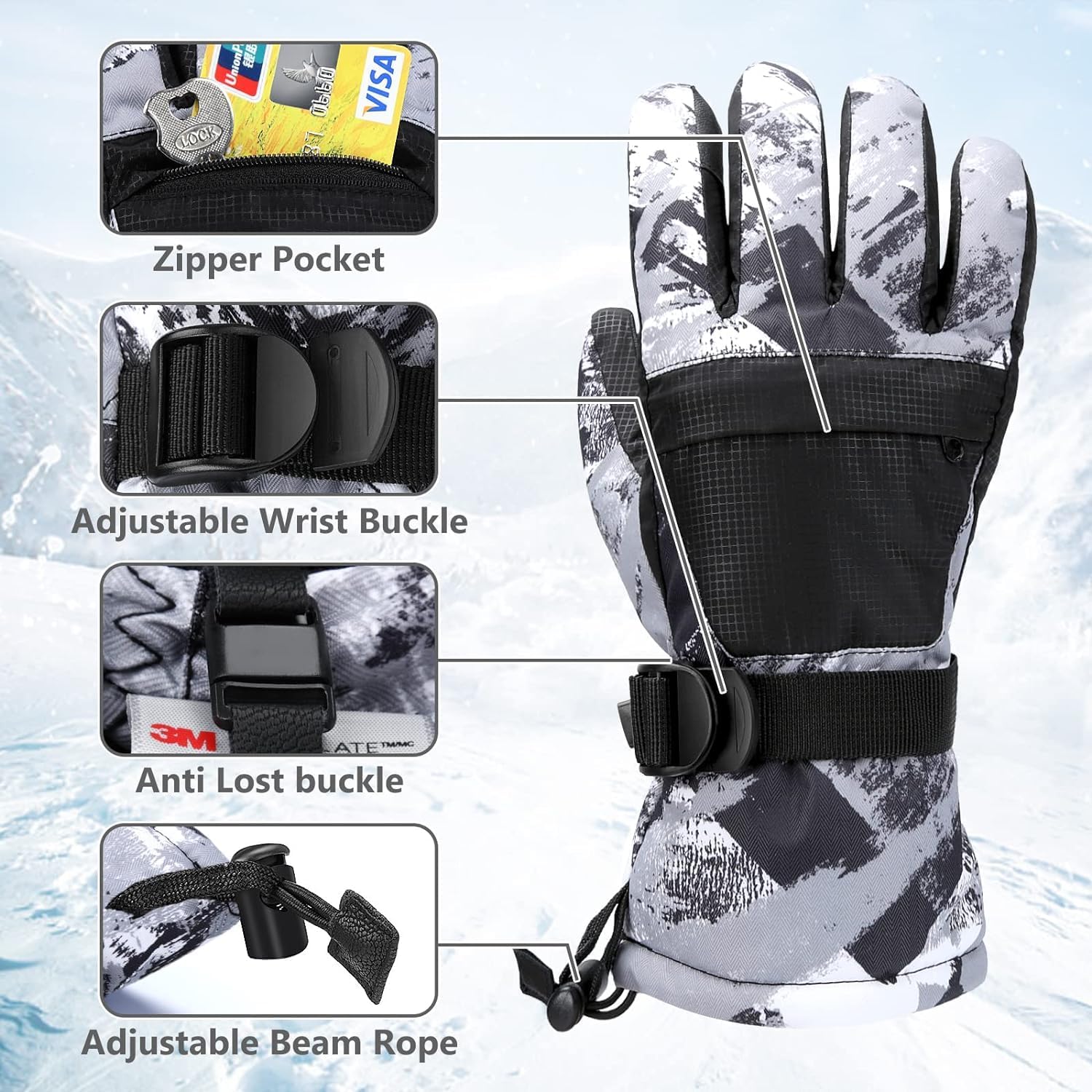 Thumbnail 1 de Odtmger Ski Gloves waterproof, unisex snow gloves