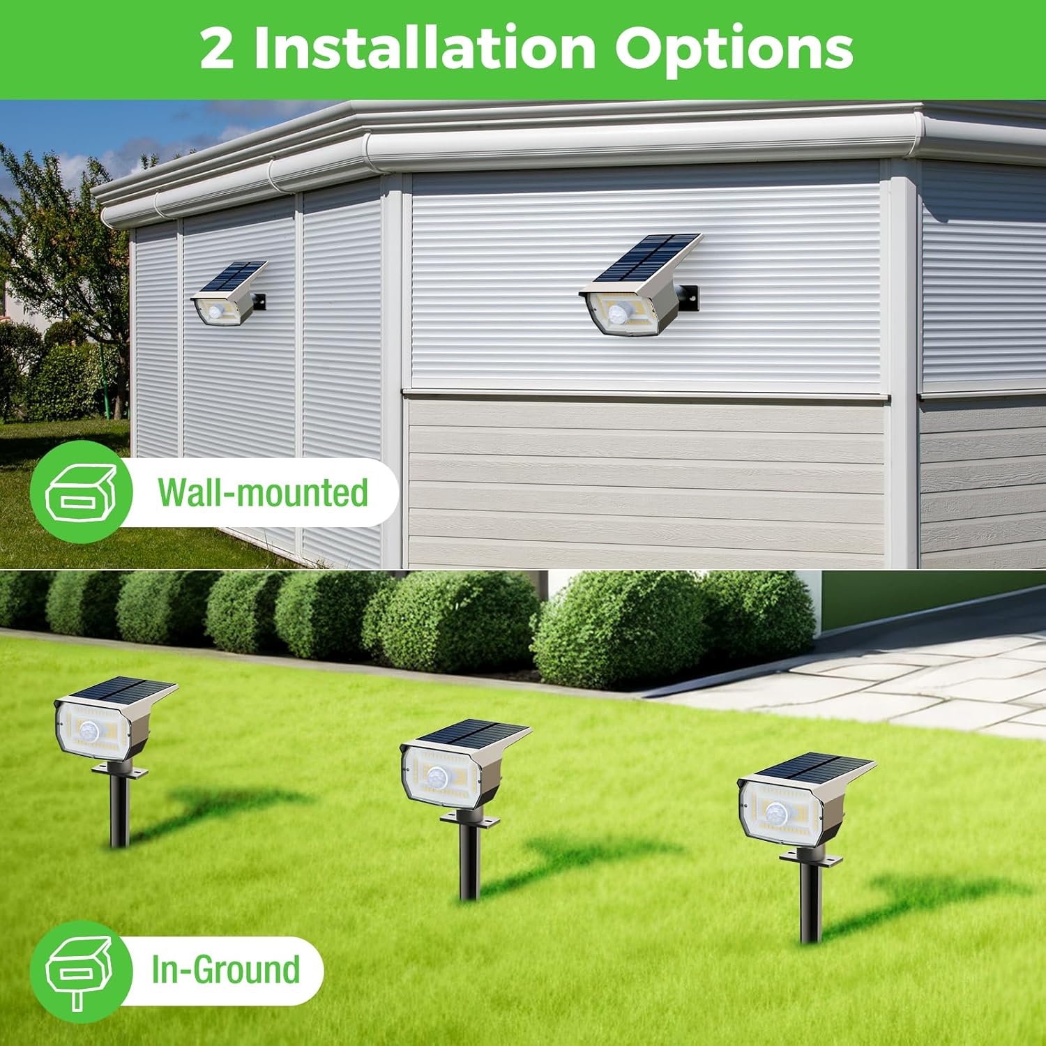 Thumbnail 2 de nipify 4 Pack Motion Sensor Solar Lights Outdoor (56 LED, 3 modes, IP65) – 6500K cool white for paths and driveways