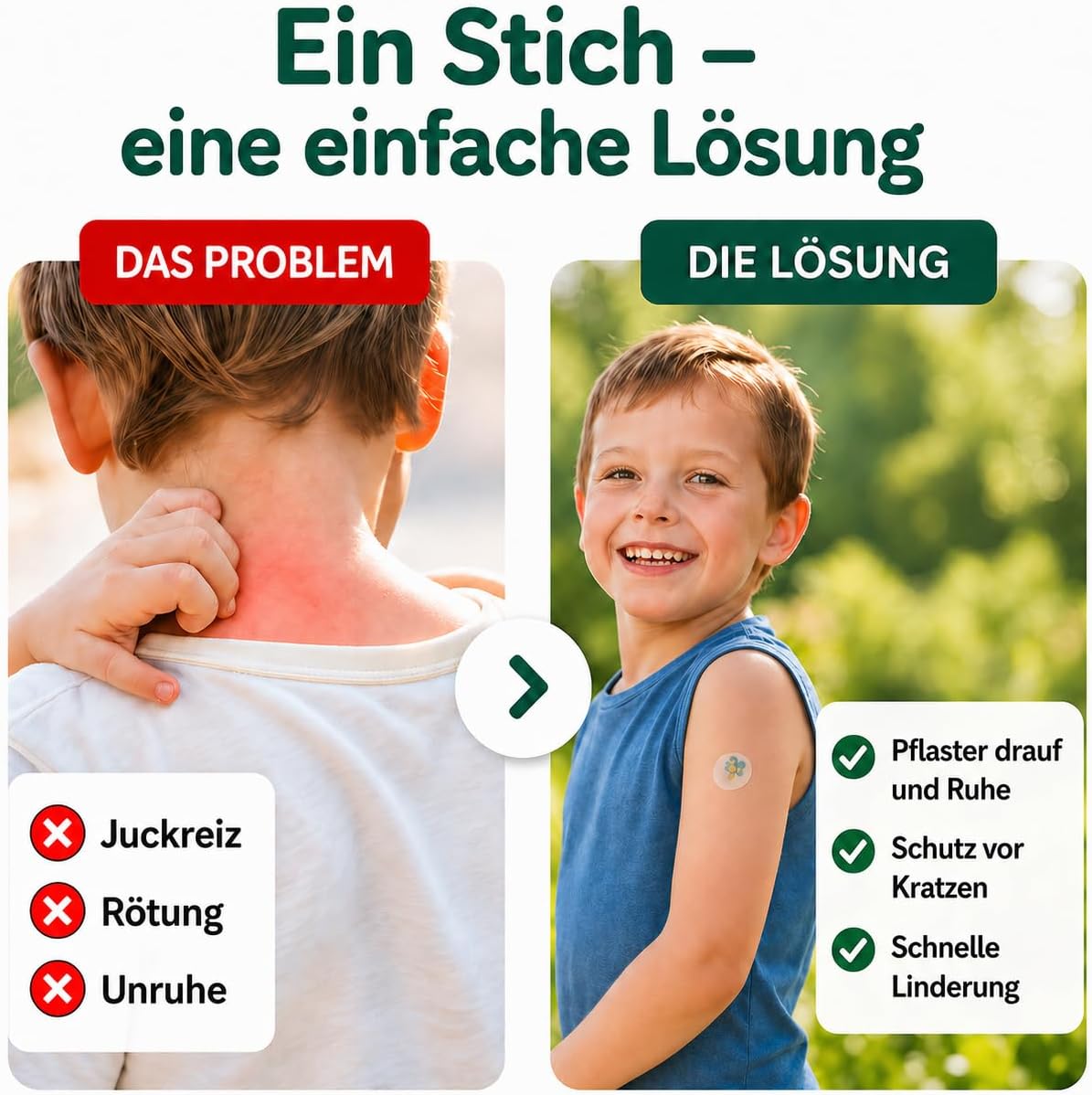 Detalle de Recotin Mückenpflaster – 30 Stück, natürliche Wirkstoffe, dermatologisch getestet