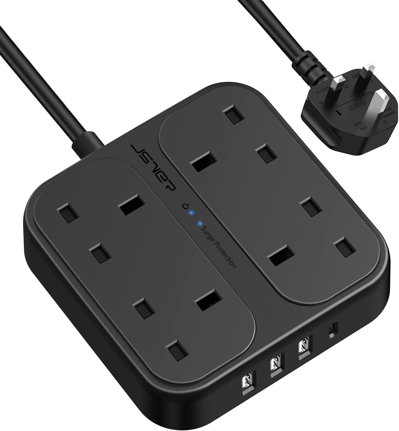 Detalle de JSVER 4 Outlets Power Strip 3250W with USB-C and USB-A 🔌