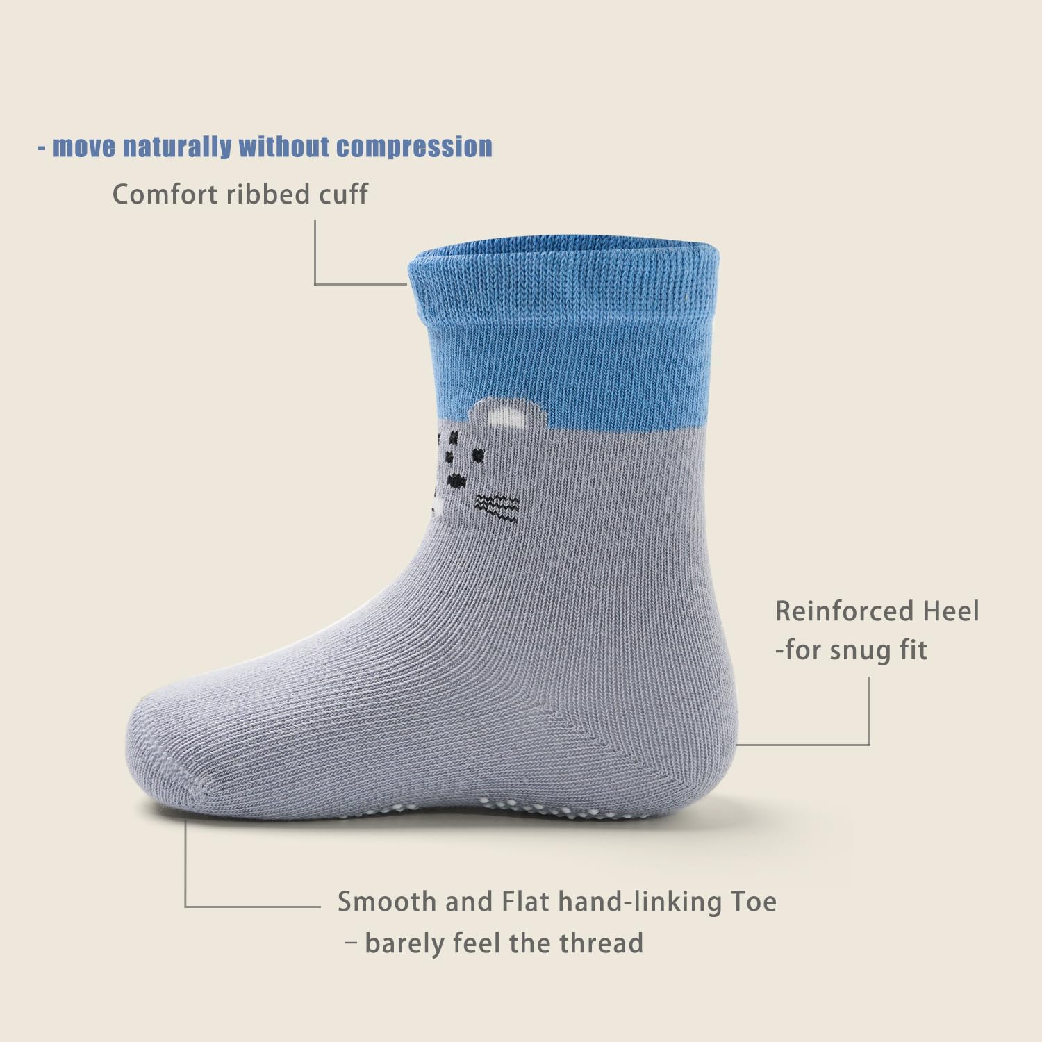 Thumbnail 4 de Aisyee 6 Paar Stoppersocken für Baby-Jungen aus Baumwolle (mit Silikon-Sohle)