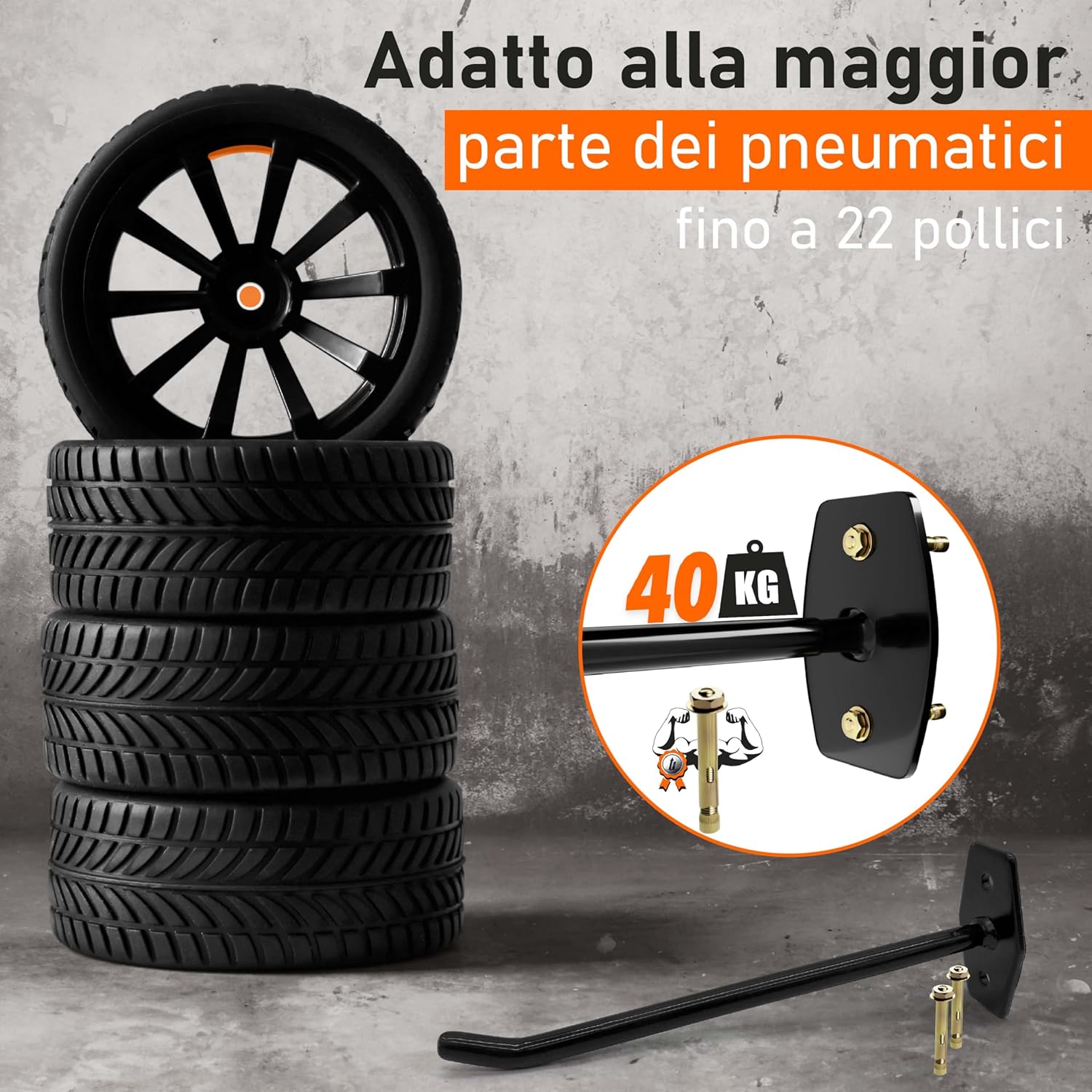 Detalle de Upgrade4cars Porta gomme da muro per 8 pneumatici 🛞