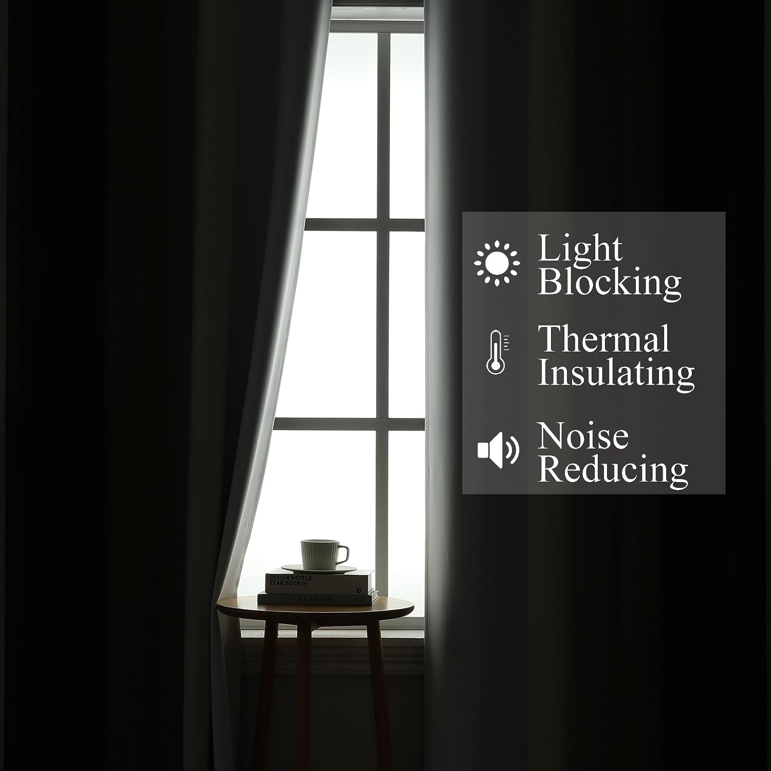 Thumbnail 2 de VEHEDE Ombre Blackout Curtains – 63 Inch Drop, Brown/Greyish White, 2 Panels