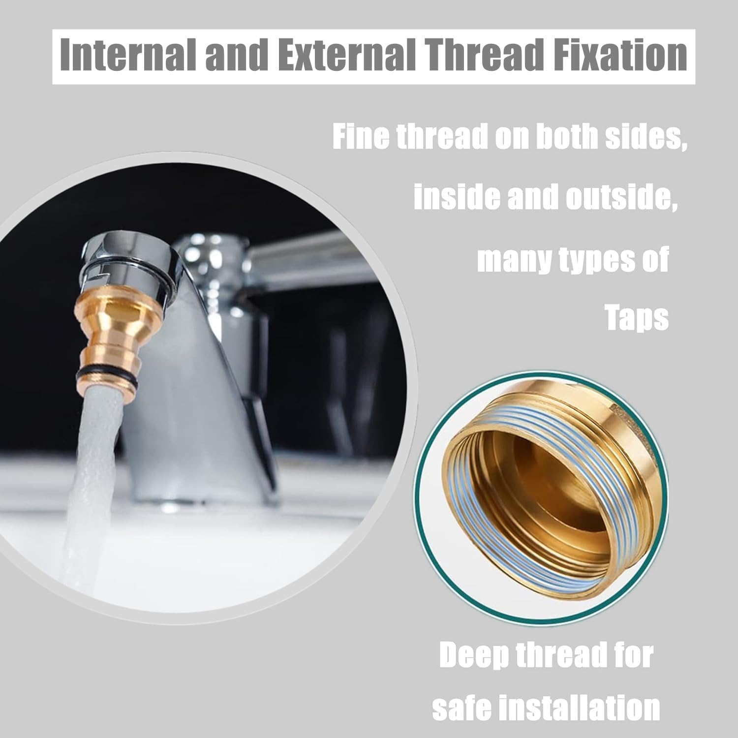 Detalle 2 de Universal Kitchen Mixer Tap Hose Connector & End Quick Connector