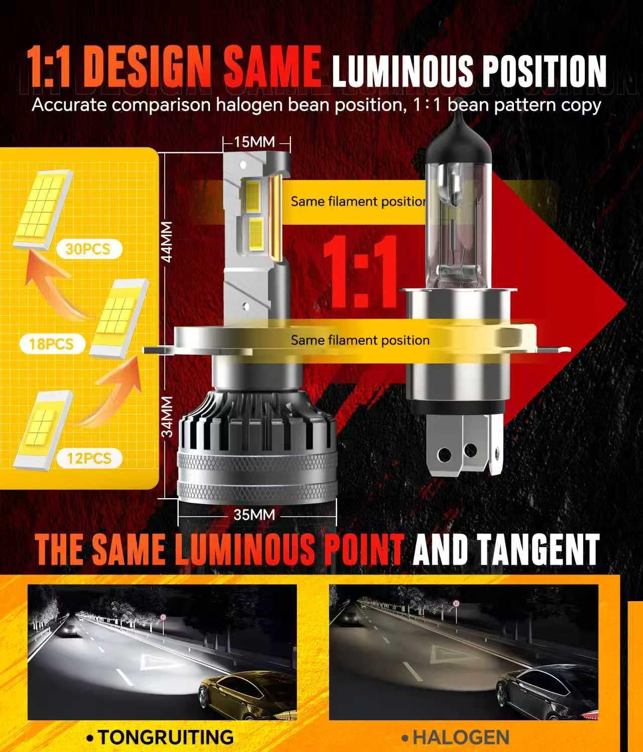 Thumbnail 4 de Tongruiting Bombilla LED H4 9003 160W 38000LM