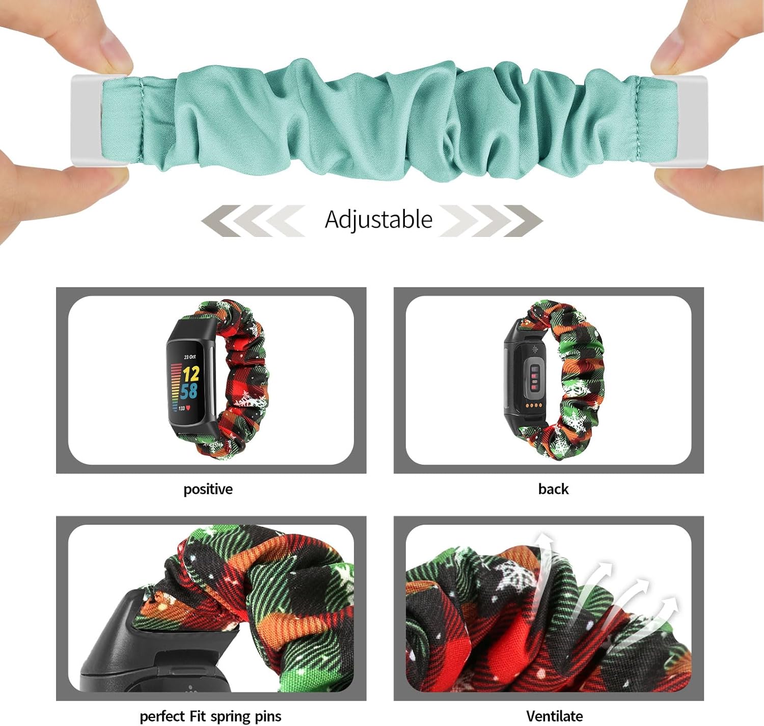 Detalle 2 de Ecogbd Elastic Scrunchie Strap for Fitbit Charge 6