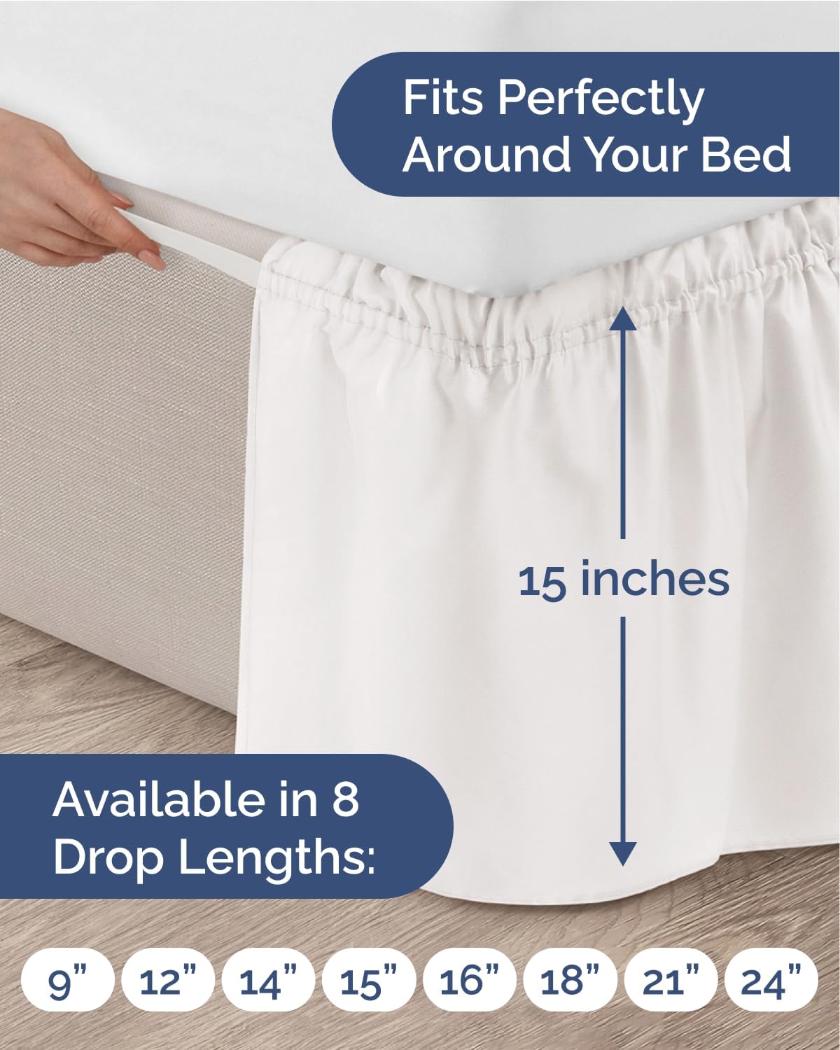 Detalle 2 de Wrap Around Dust Ruffle Bed Skirt 15 Inch