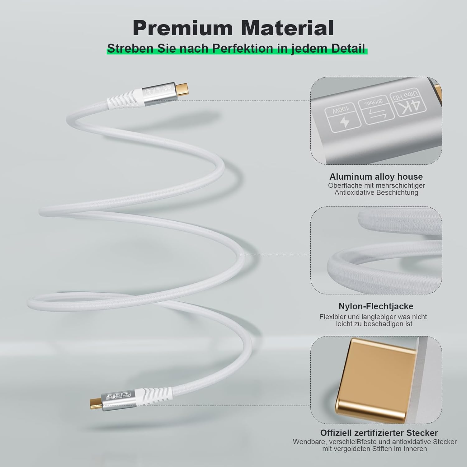 Thumbnail 3 de CAKOBLE USB‑C auf USB‑C Kabel (3.2, bis zu 20 Gbps, 100 W) – 1,5 m