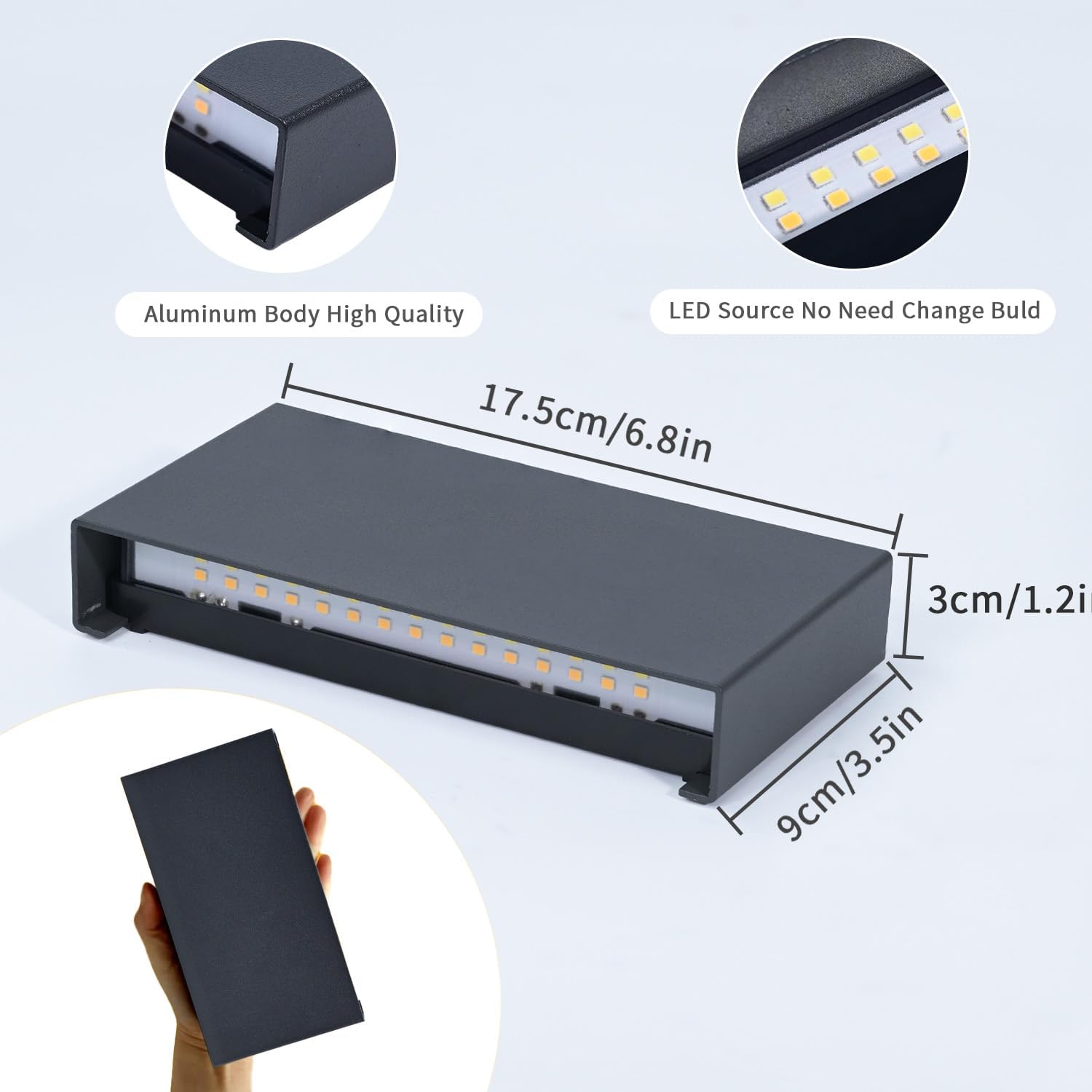 Detalle de EBION LED Wall Lights: Up & Down Indoor/Outdoor, IP54, 6W, Anthracite