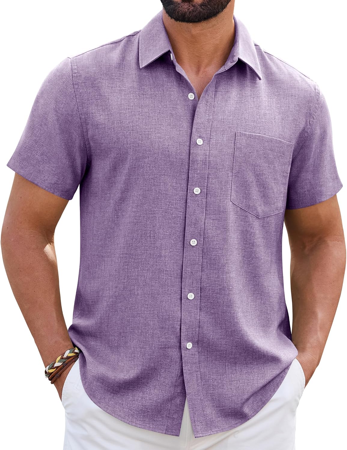 Detalle de ROUWELL Men's Linen-Blend Shirt