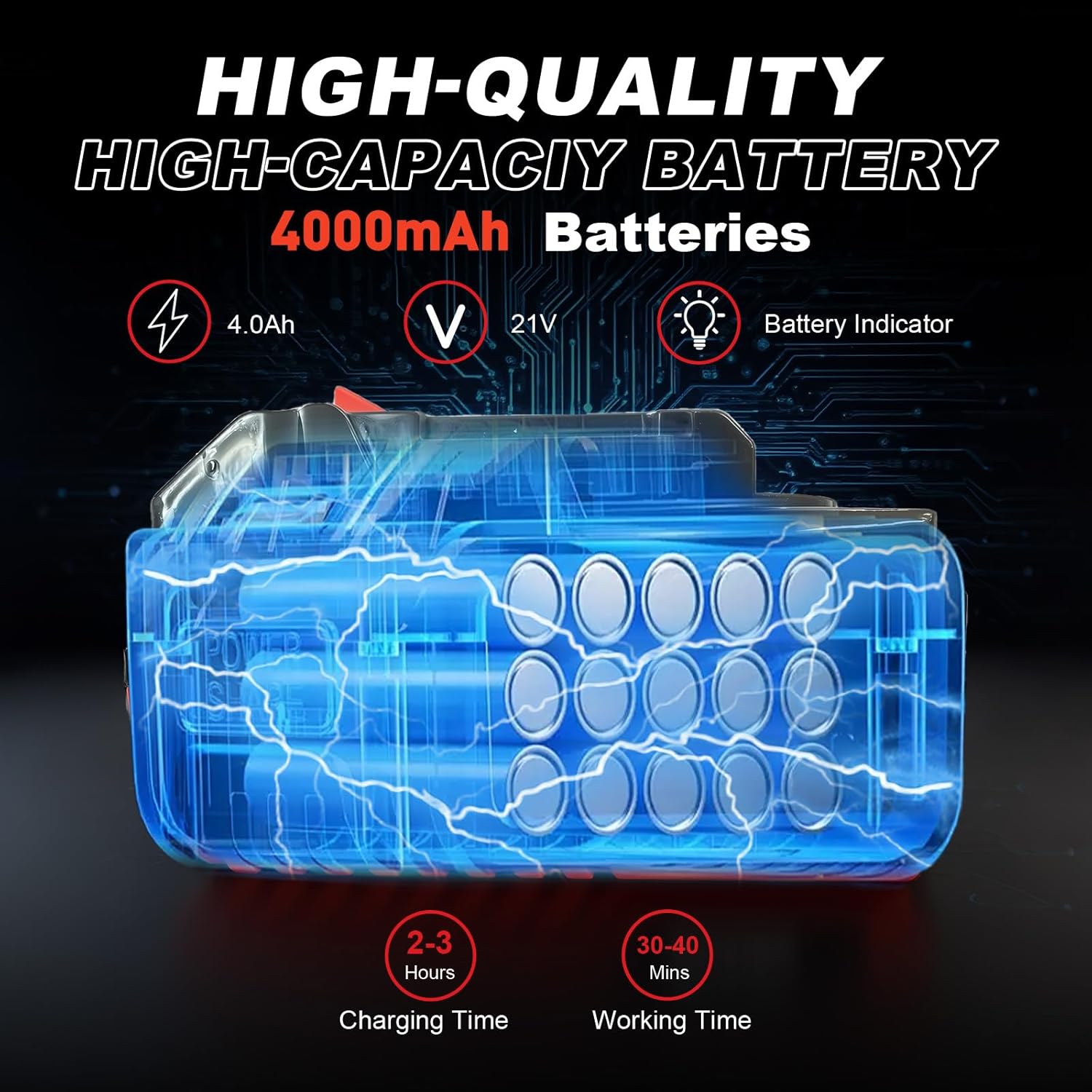 Detalle de Rasaerba elettrico a batteria Decespugliatore 21V 4Ah con lama circolare/quadrata, testata regolabile e ruote