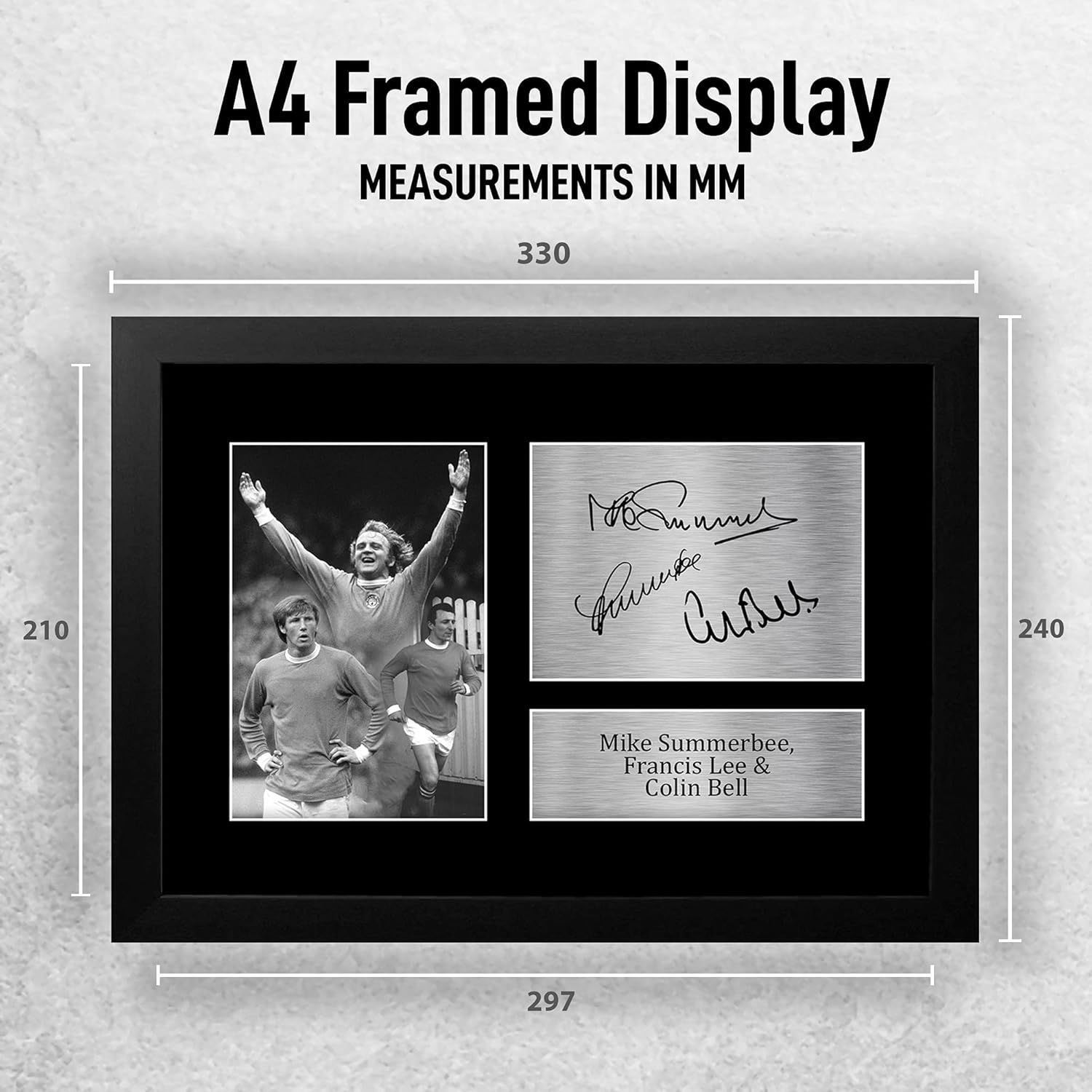 Thumbnail 1 de HWC Trading FR A4 Signed Manchester City Photo of Mike Summerbee, Francis Lee & Colin Bell (Framed, A4)