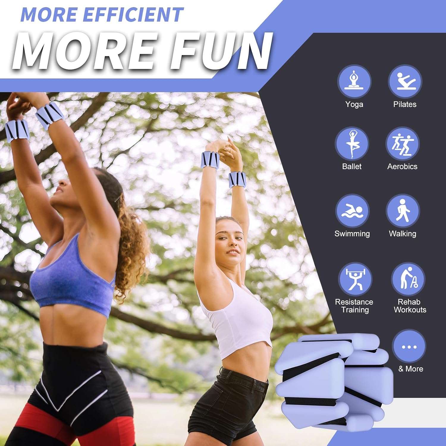 Thumbnail 5 de Wrist & Ankle Weights for Women – 2 x 1lb Adjustable Silicone Weights with Carry Bag