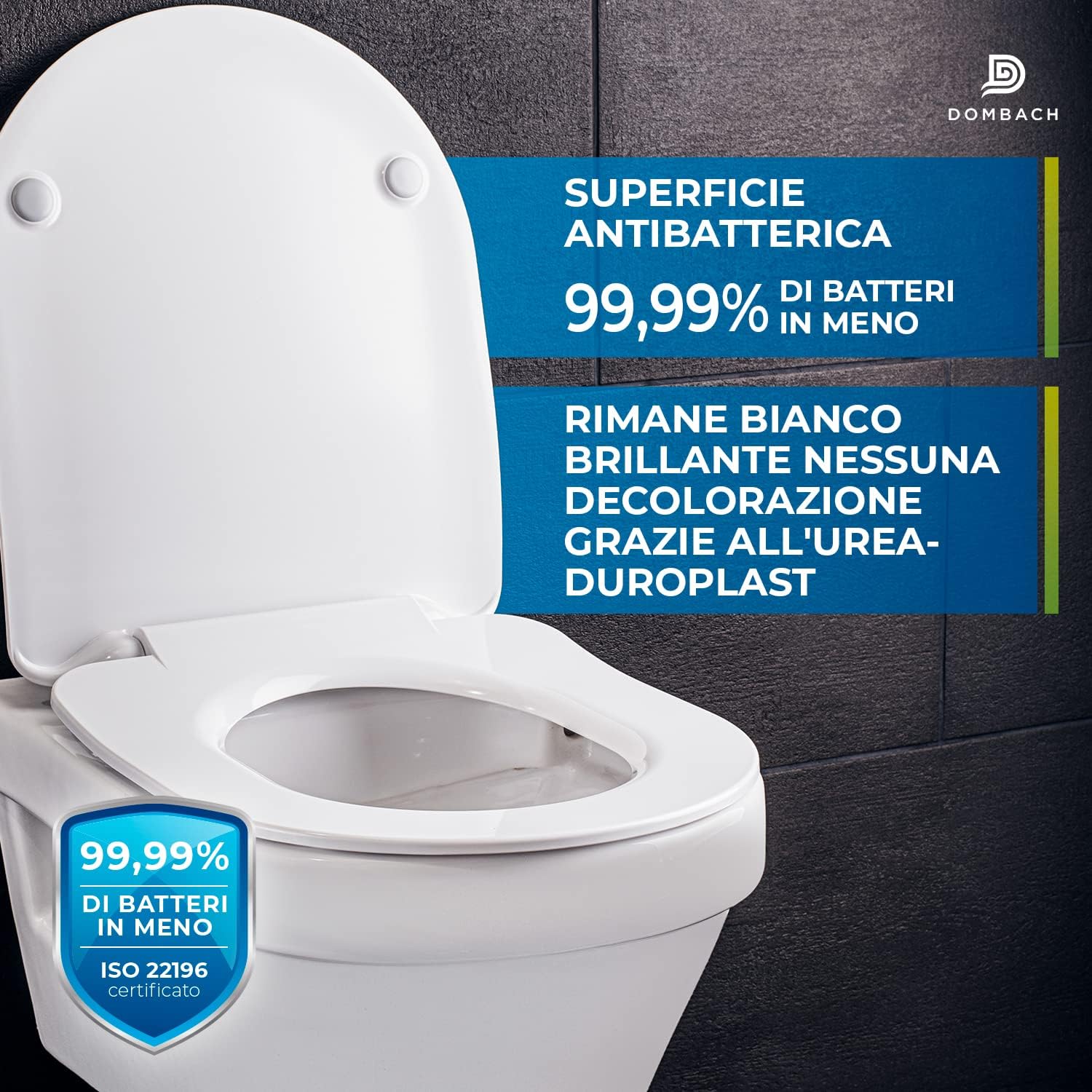 Thumbnail 1 de Dombach Aliano Coperchio Water slim bianco universale con soft-close, rimovibile antibatterico in duroplast