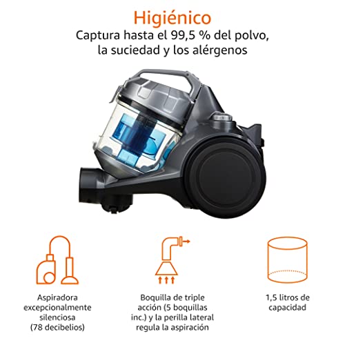 Detalle de Amazon Basics Aspirador de Cilindro, 700W, HEPA, Ligero y Compacto🧹