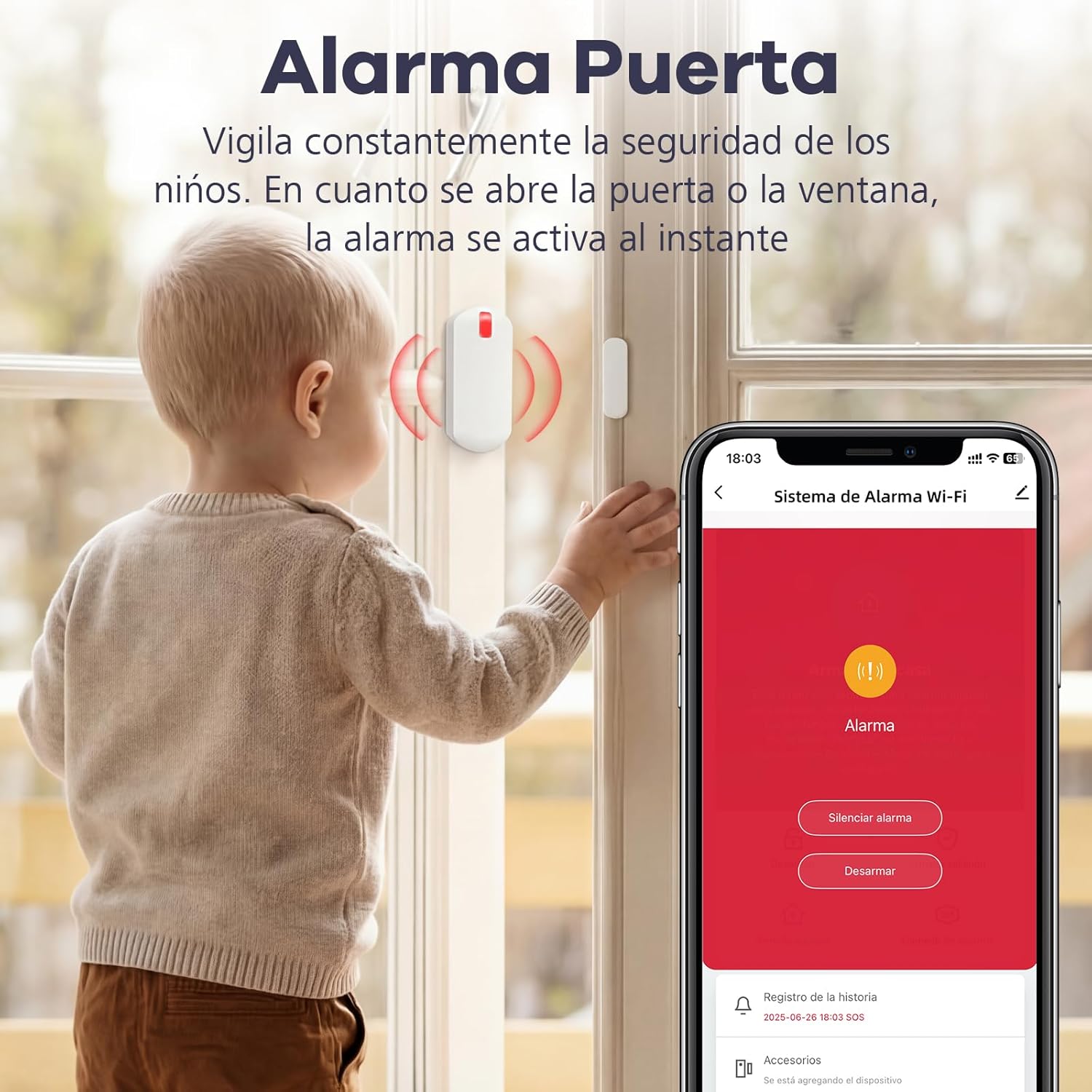 Thumbnail 3 de YISEELE Allarme Casa Senza Fili con centrale 120 dB, 4 sensori e telecomando (compatibile Alexa e Google Home)