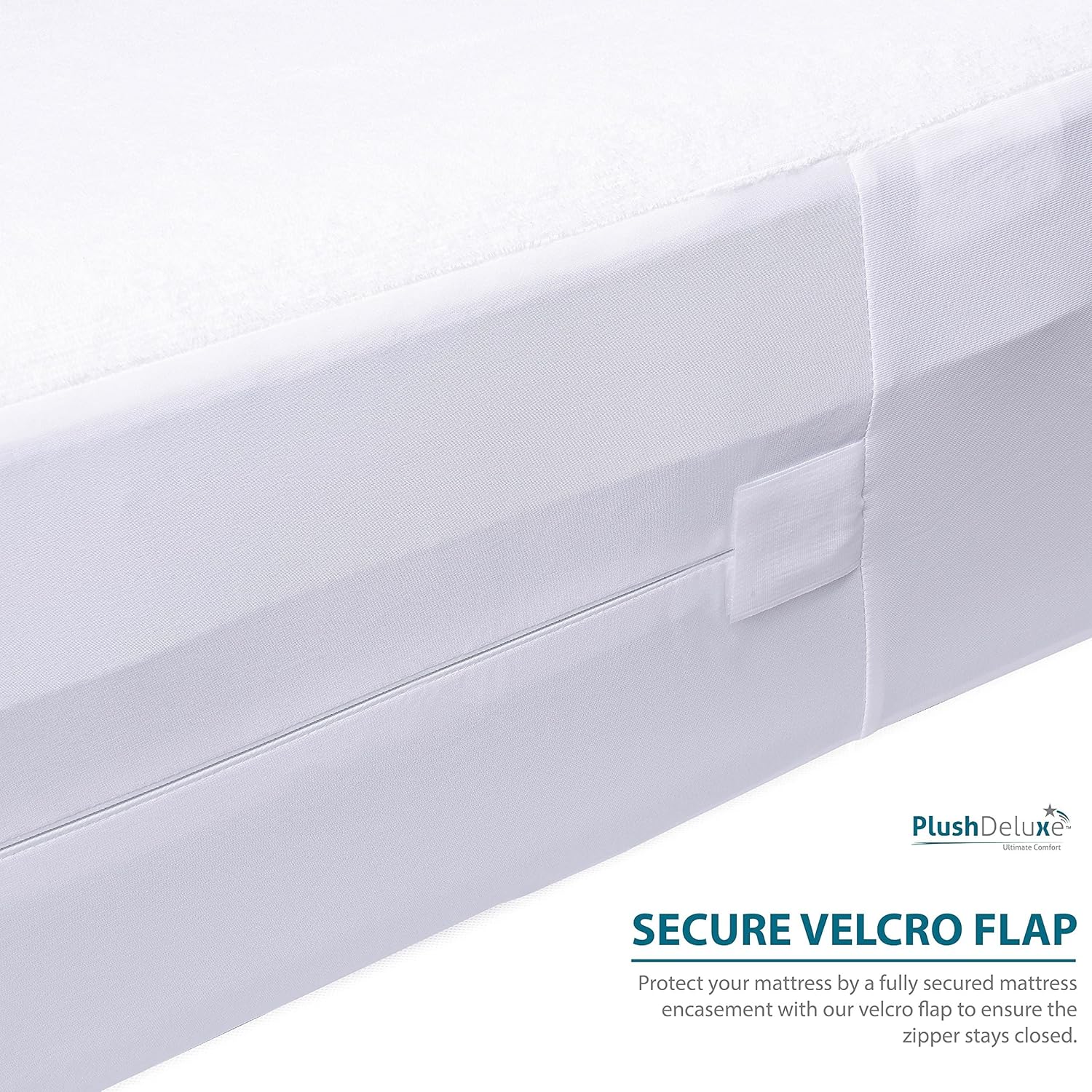 Detalle de Twin-XL 39x80 Waterproof Zippered Mattress Encasement — 6-Sided Protection, Bedbug Proof, Hypoallergenic Cotton Terry