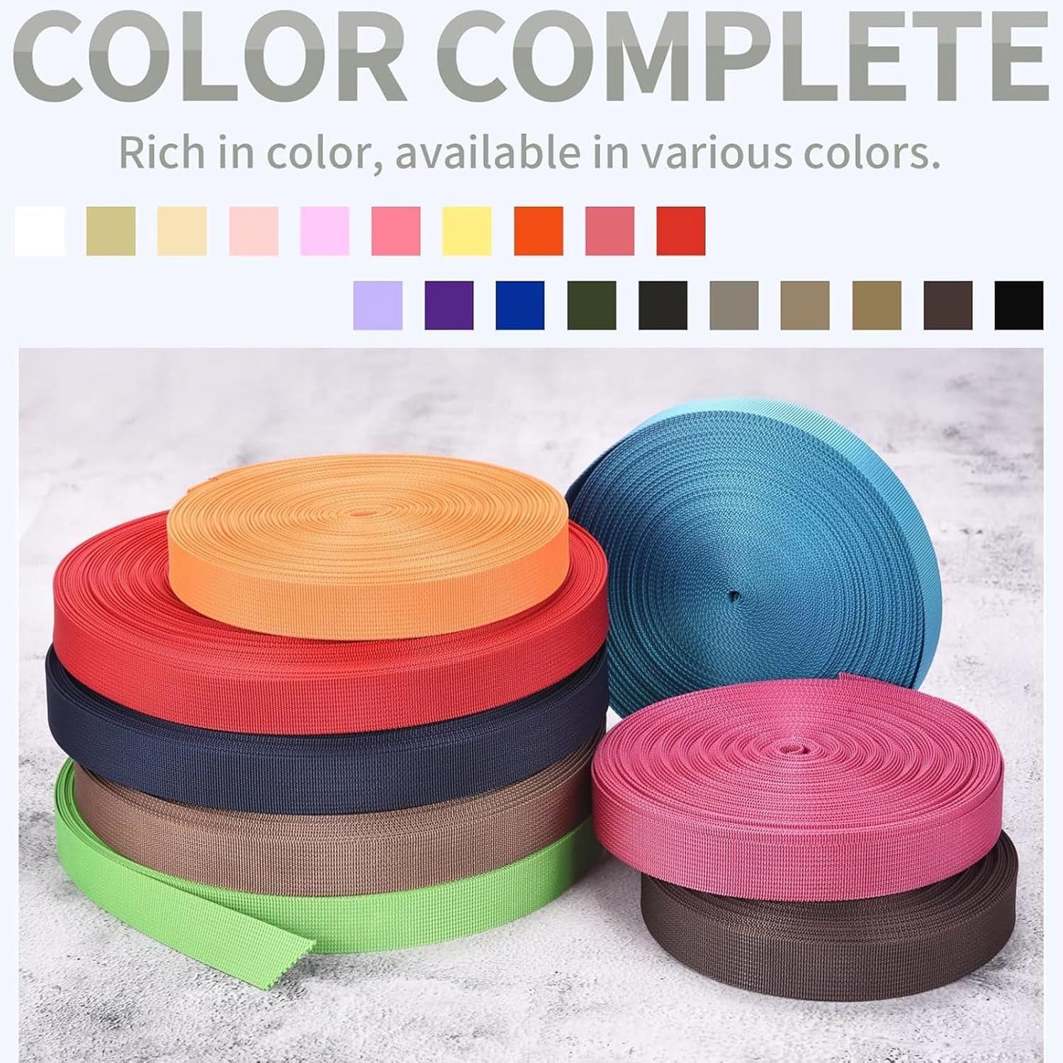 Detalle 2 de TOP-VIGOR 2 inch x 25 Yard Flat Polypropylene Webbing Strap – Lightweight, Waterproof and Versatile
