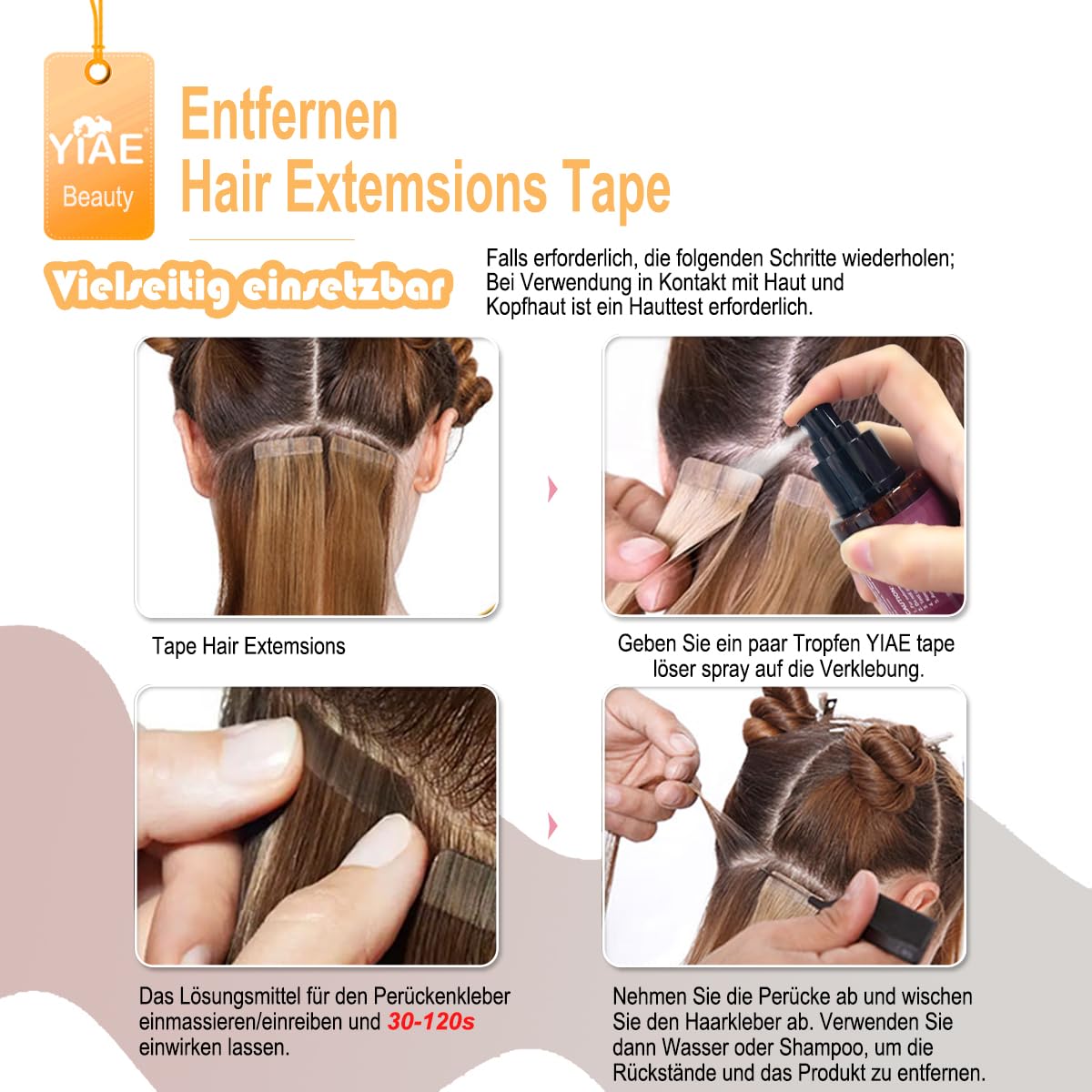 Detalle de YIAE Bonding Löser für Extensions (150 ml) – Schnelle, schonende Tape- und Kleberentfernung
