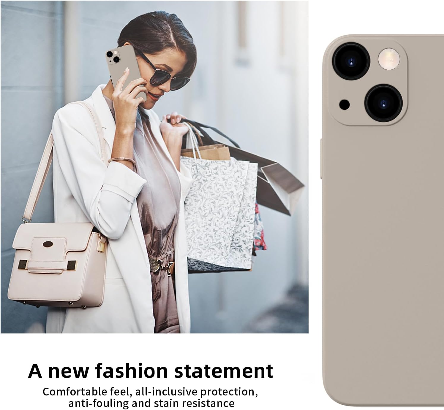 Detalle 2 de WXX Silikonhülle für iPhone 15 (6,1 Zoll) – Dünn, mit Microfaser, Titanium Grau