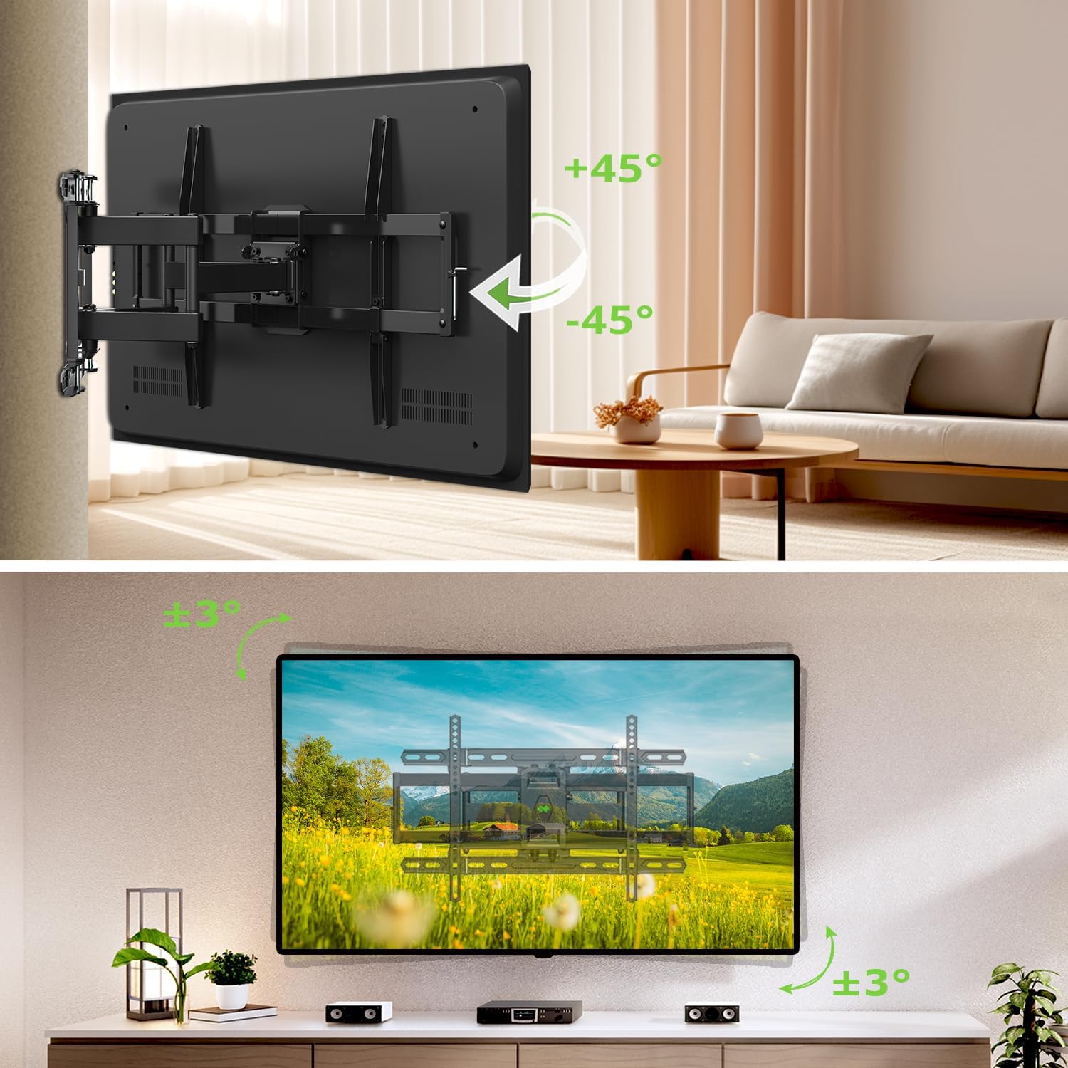 Detalle de USX Mount UL Listed Full Motion TV Wall Mount (42"–85") with Swivel, Tilt & Extension