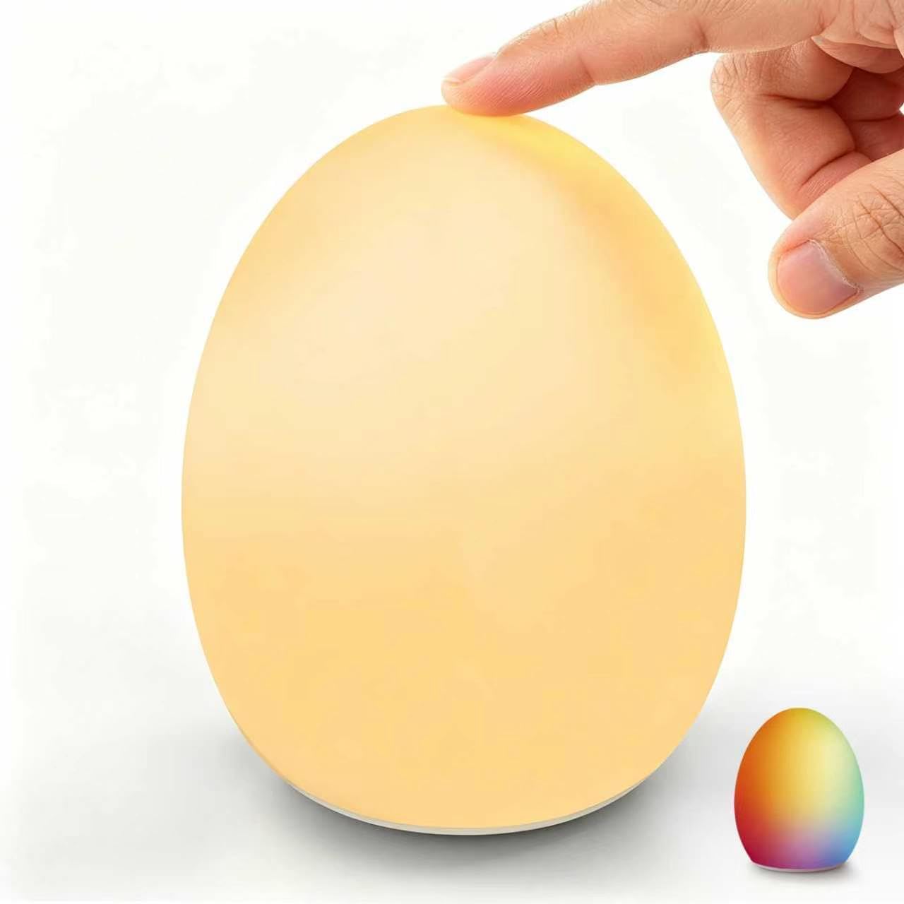 Detalle de Harmobub Silicone Egg Night Light, 11 Colors, Touch Control, USB-C Charging