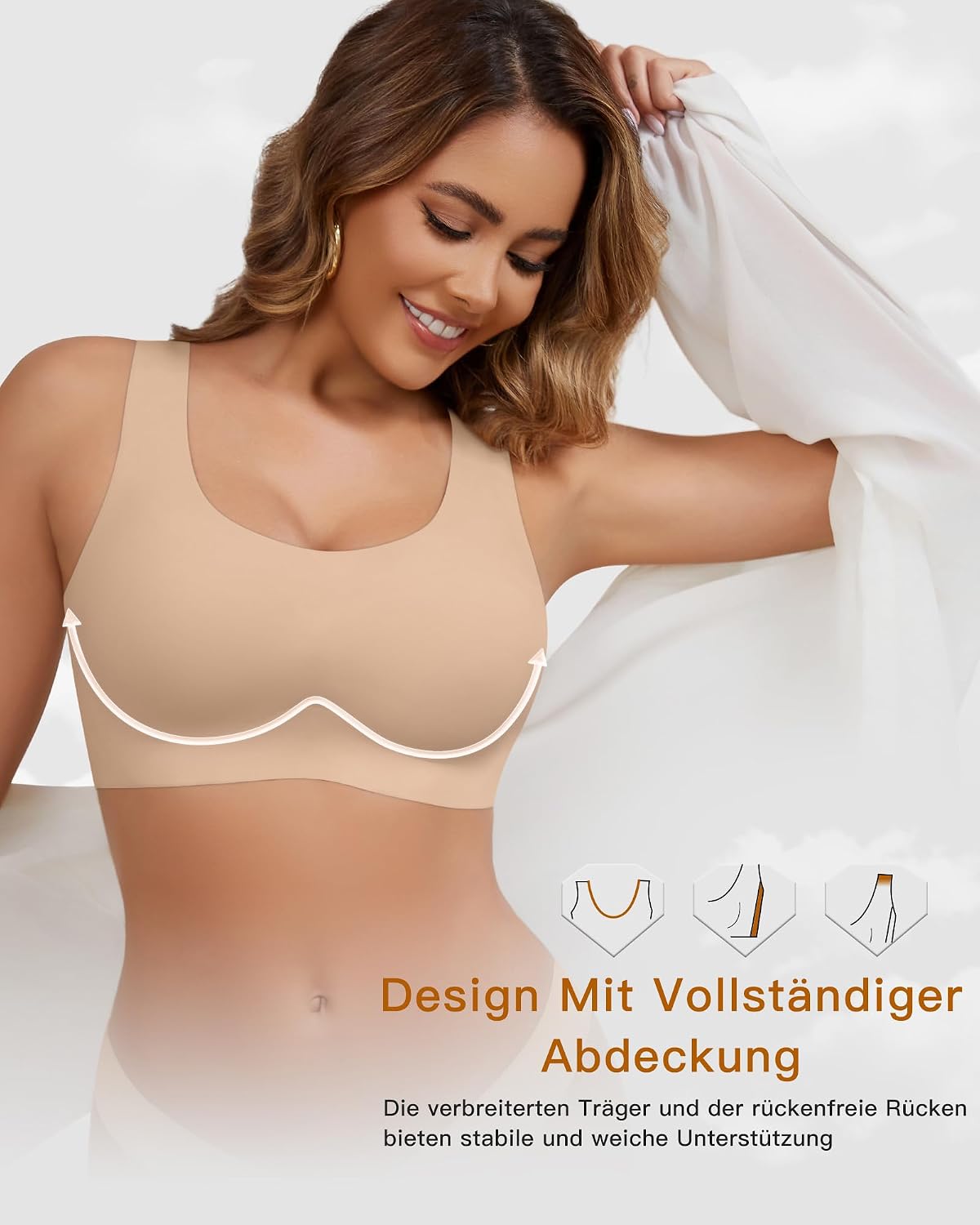 Detalle de DEANGELMON Damen BH ohne Bügel – Comfy Nahtloser Bralette für Schlaf & Alltag