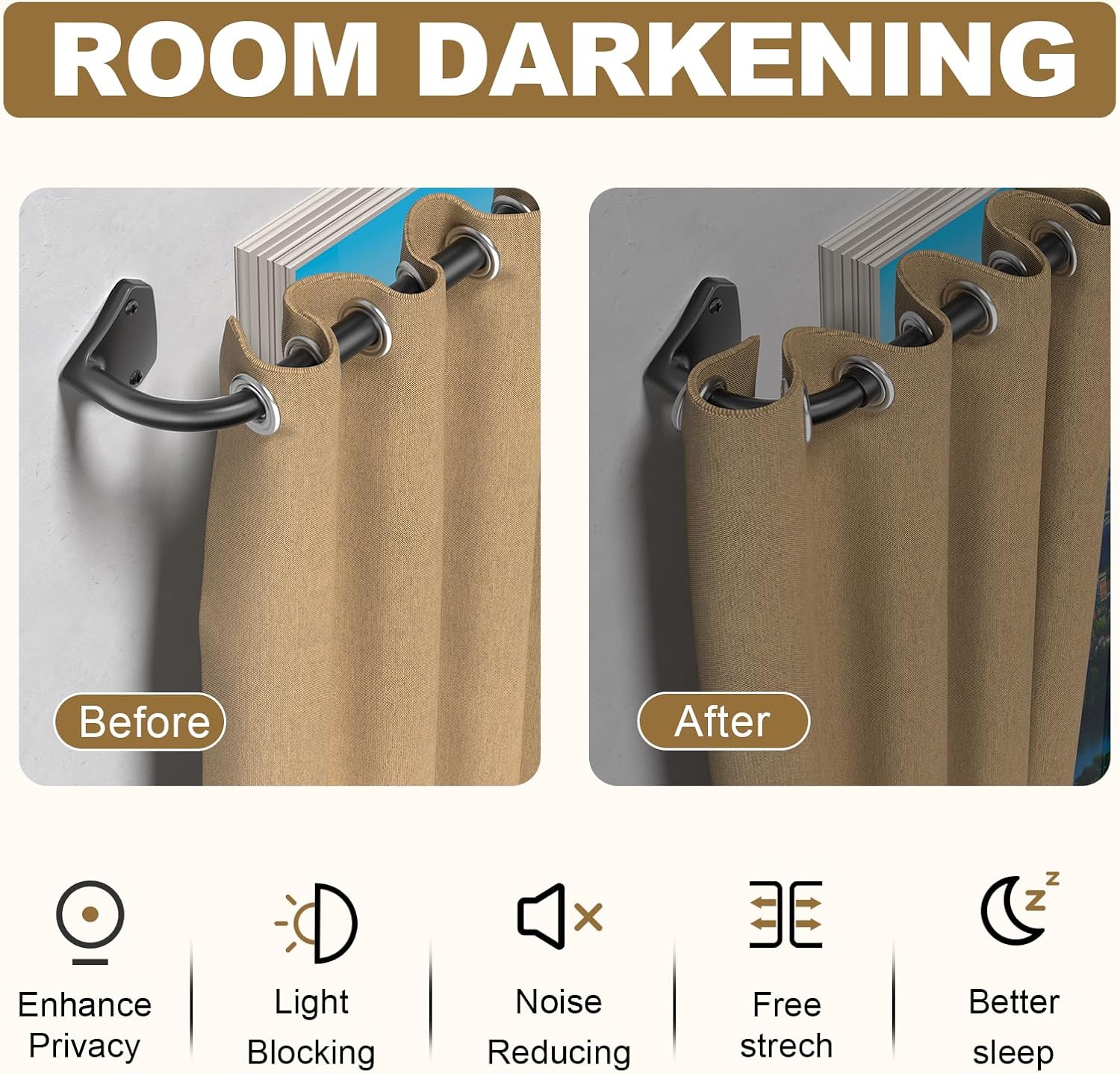 Thumbnail 1 de GXOACKJ 28–60 in Adjustable Blackout Curtain Rods 🪟