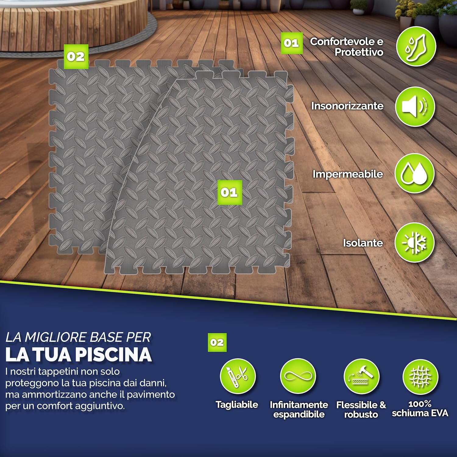 Thumbnail 4 de tillvex Tappetino rotondo per vasca idromassaggio 240 cm | Protezione pavimento, isolamento termico ed equilibrio su superfici variegate