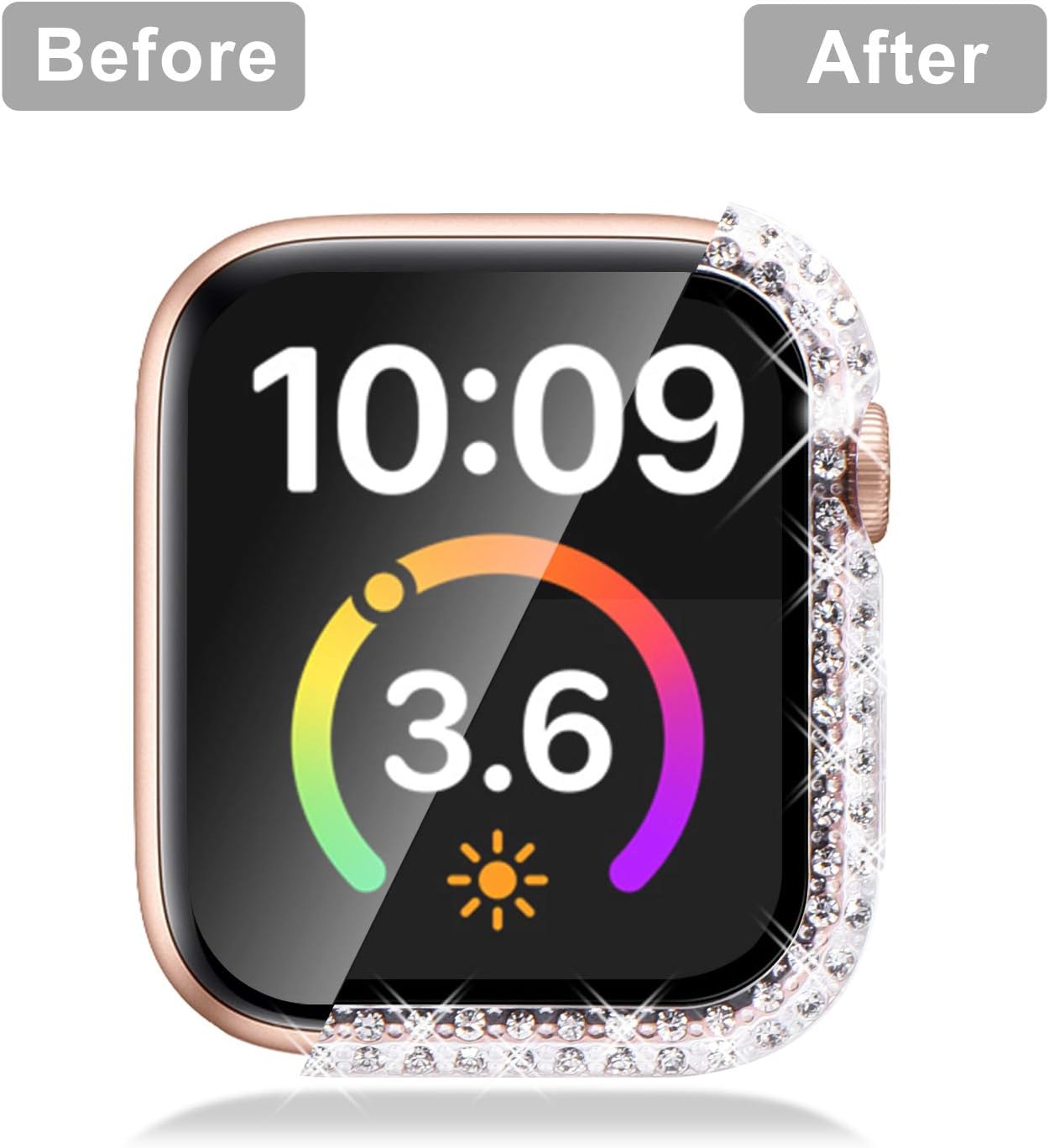 Thumbnail 2 de WINGLE 40mm Apple Watch Screen Protector Case with Diamond Accent – Clear Tempered Glass