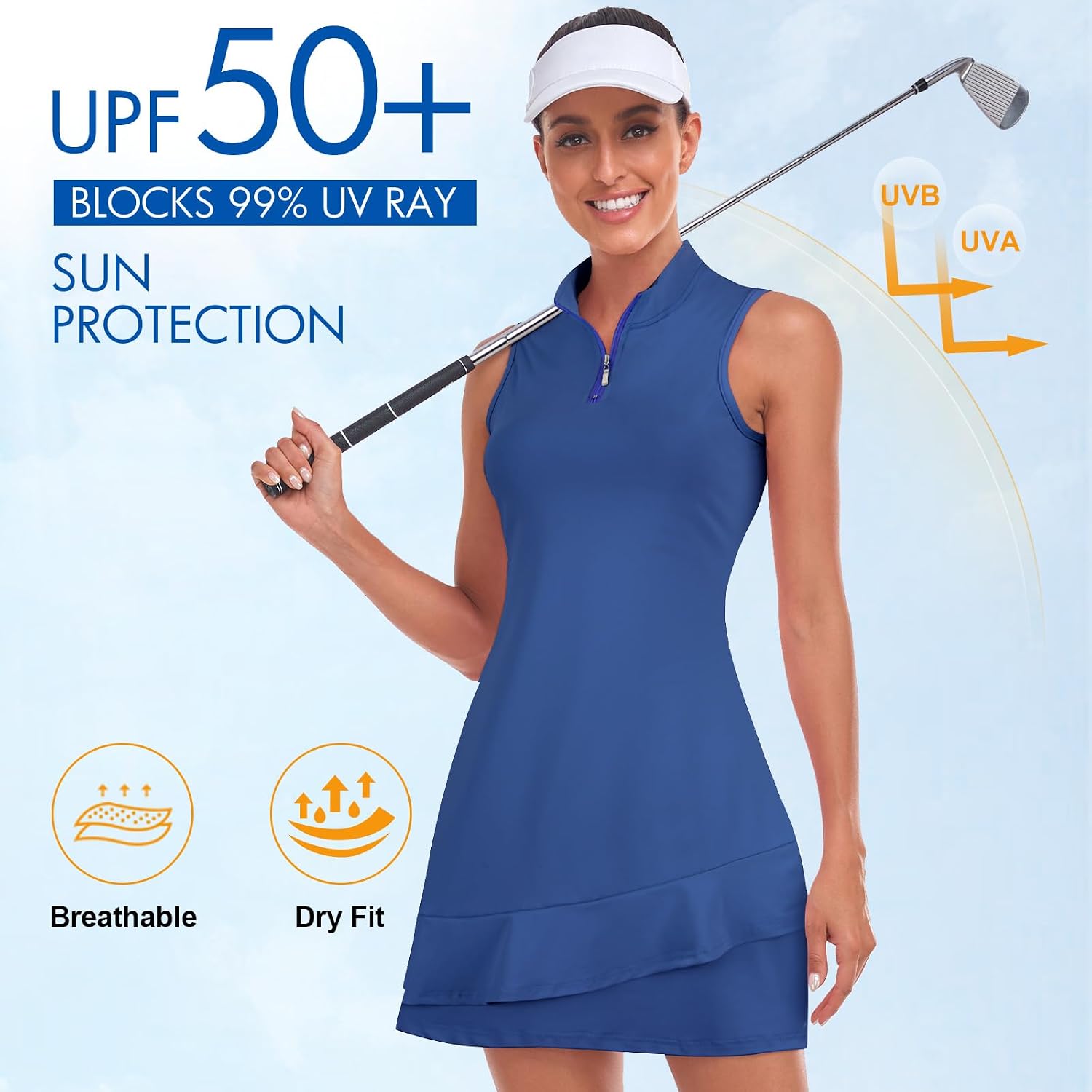 Detalle de Viracy Women's Sleeveless Tennis Dress with Shorts and Pockets
