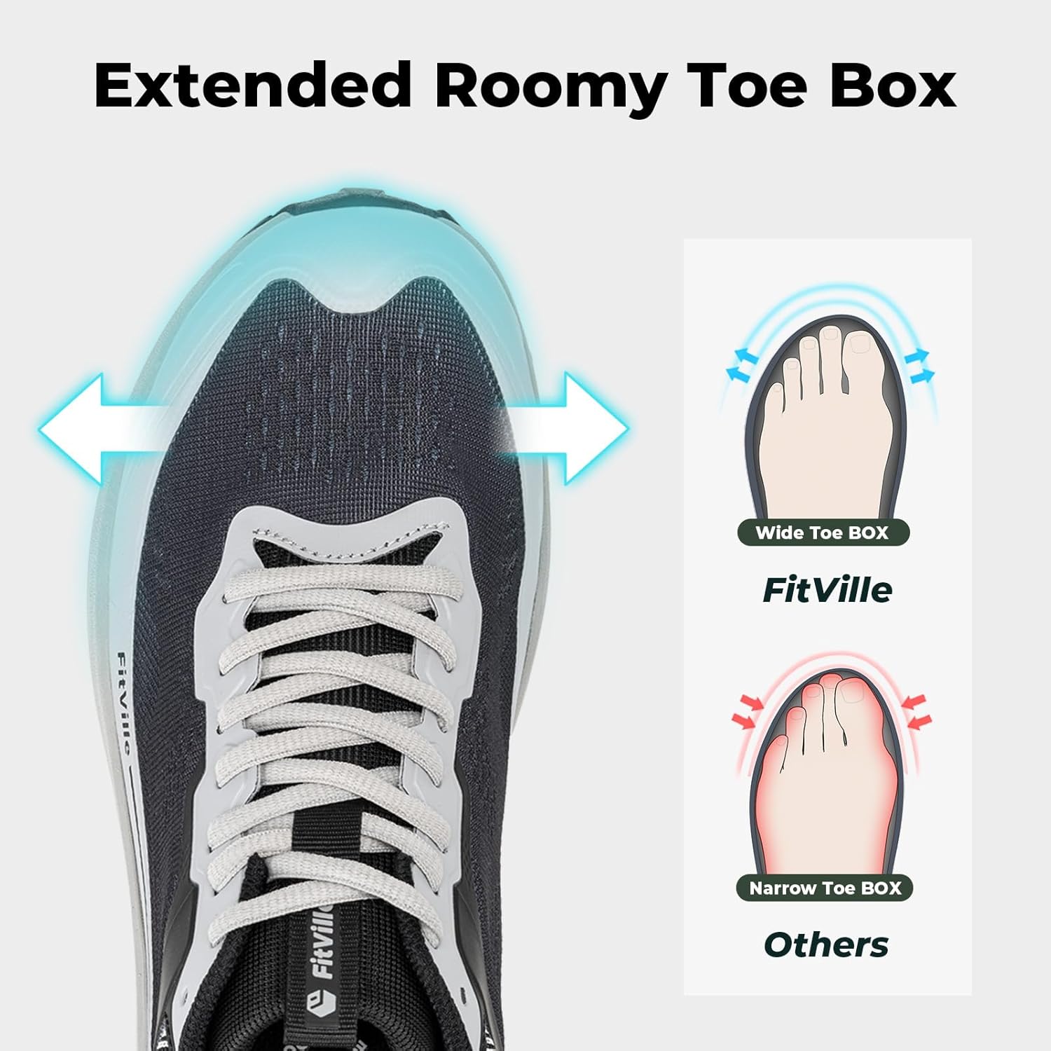 Thumbnail 2 de FitVille Extra Weite Laufschuhe Herren – atmungsaktive Sneaker mit breiter Zehenbox und gedämpfter Sohle