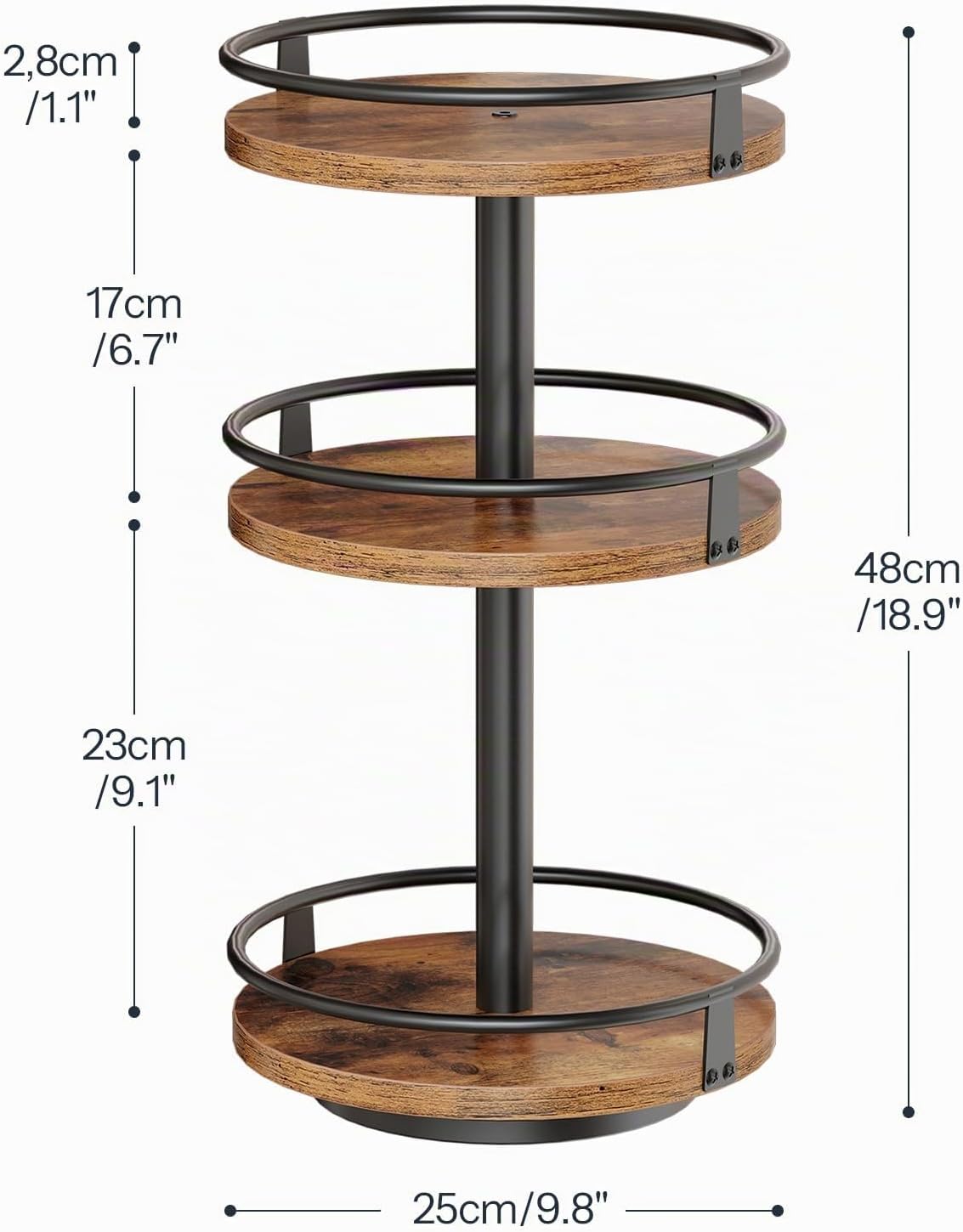 Detalle 2 de HOOBRO BF09TL01 roterande kryddställ med tre nivåer, 360°