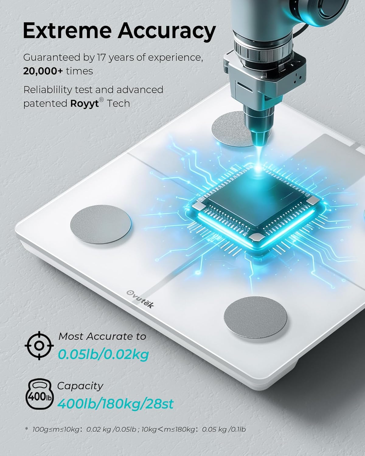 Detalle 2 de Ovutek Smart Body Fat Scale: Precise 13-Metric Health Tracking with App Sync