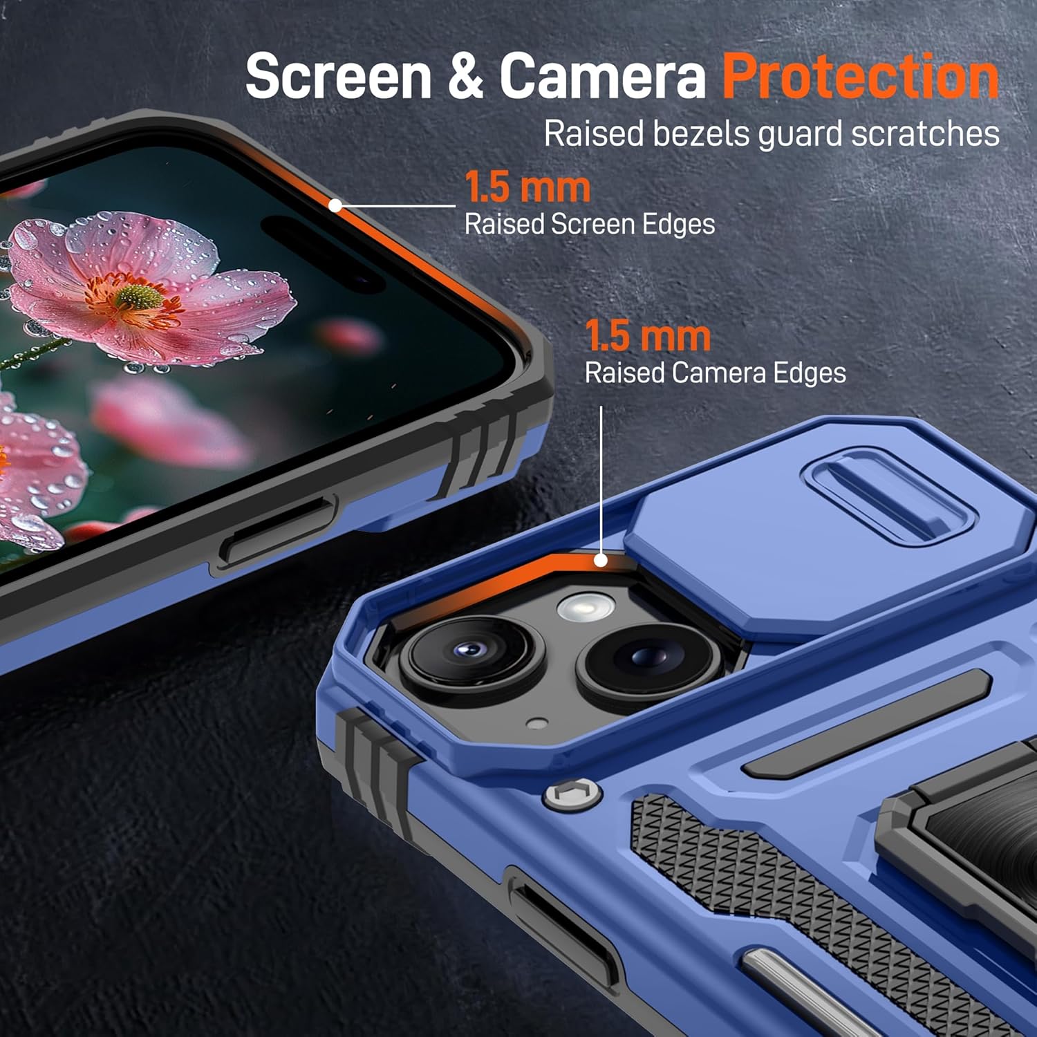 Thumbnail 5 de Jshru iPhone 15 Case with Screen Protector & Magnetic Ring Kickstand